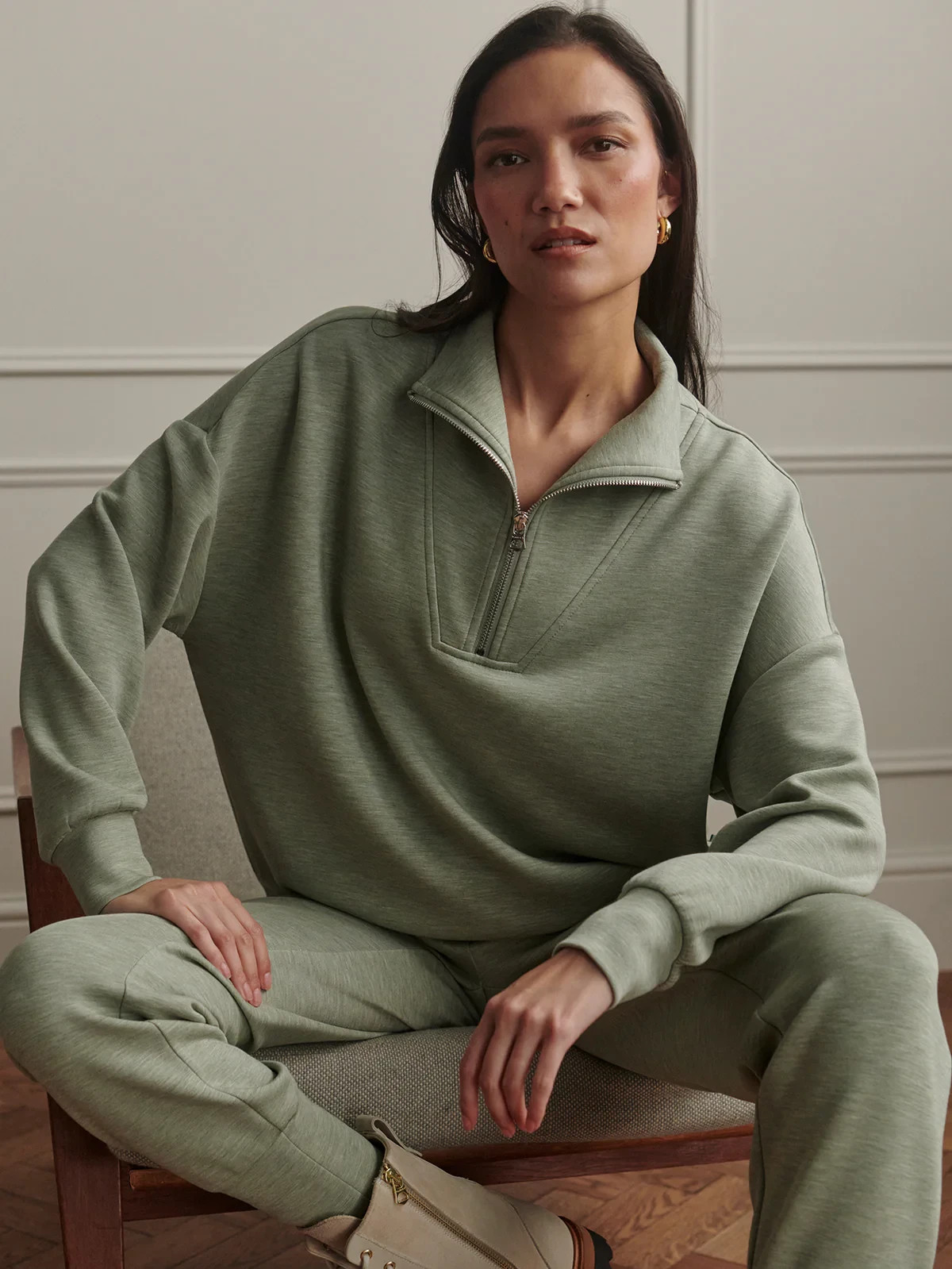 🧡*NWT*Varley Hawley Half-Zip Sweater Pullover Women’s Size M Color -Shadow Marl