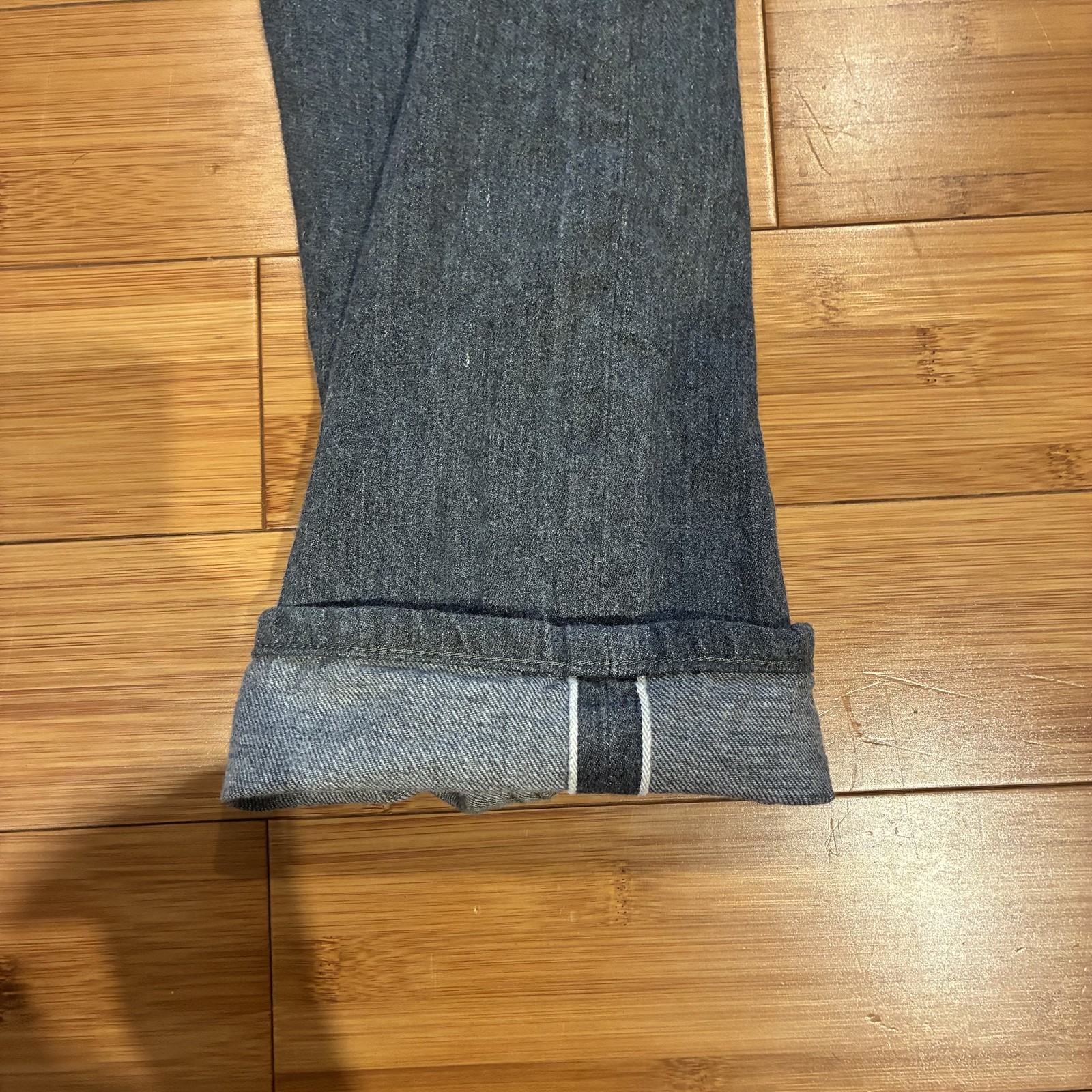 Gustin California Straight Raw Men’s Grey Jeans 31×32 Selvedge Denim