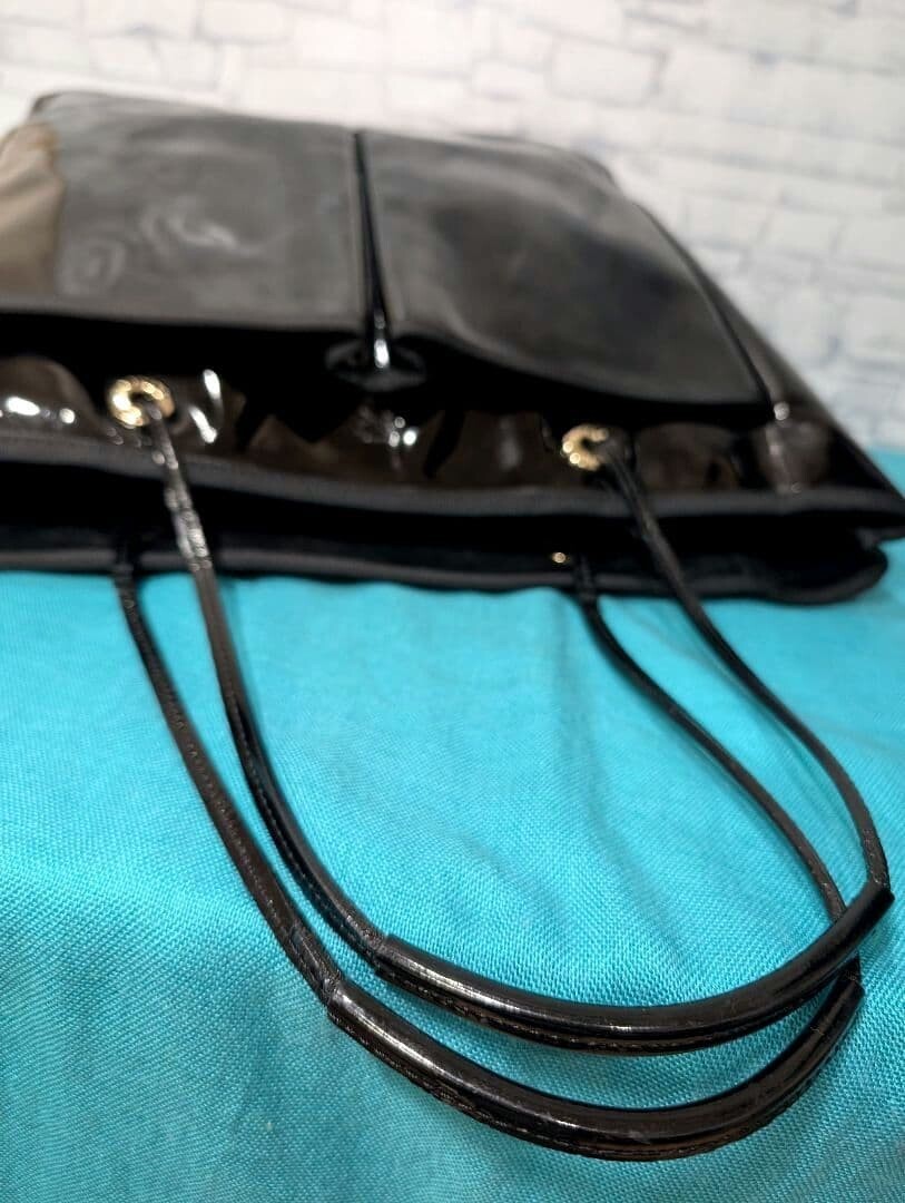 Anya Hindmarch Black Patent Leather Tote Bag Shoulder Work A4 Large 12.6in