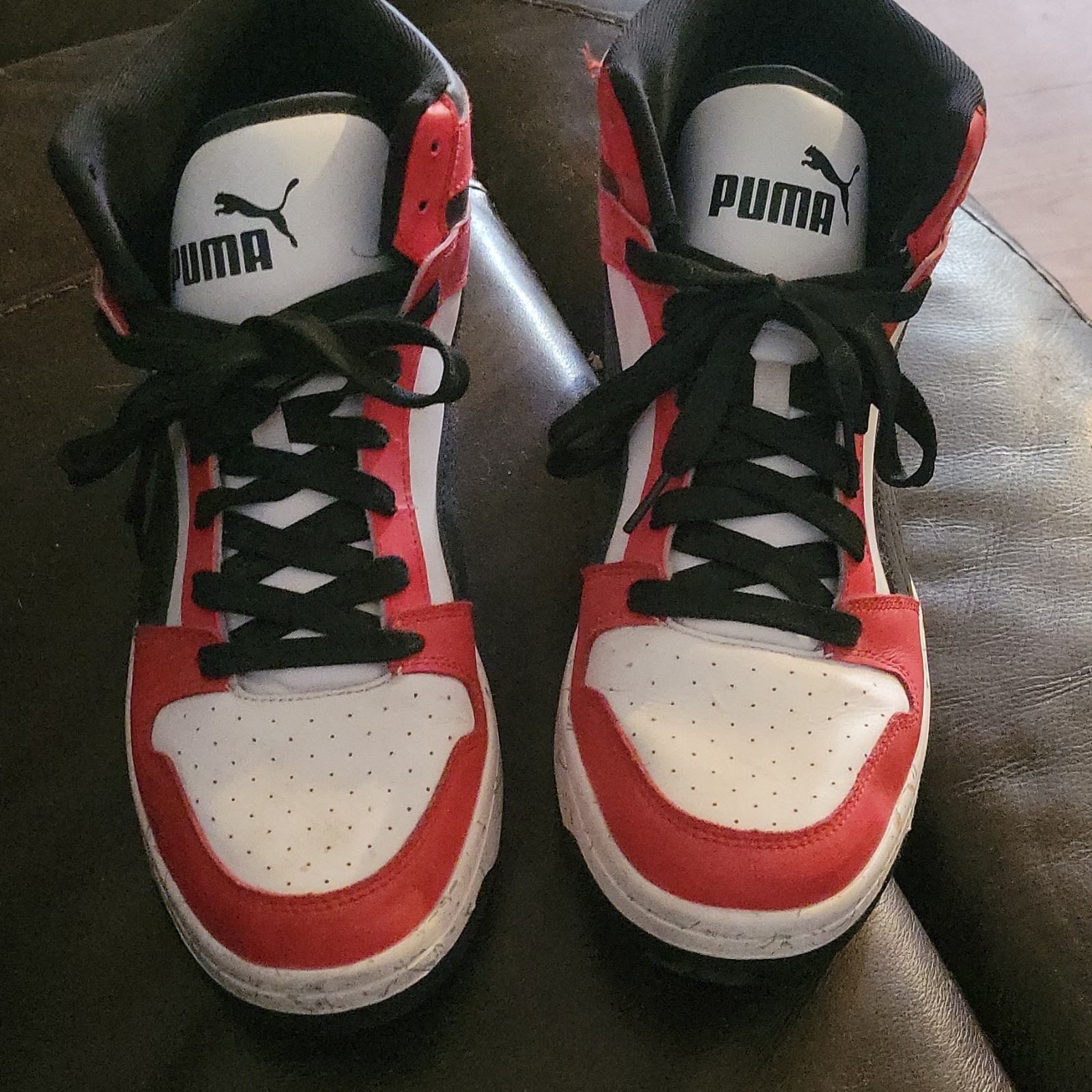 PUMA Men’s Mid Top Lace-Up Athletic Sneakers Colorblock Red/White/Black