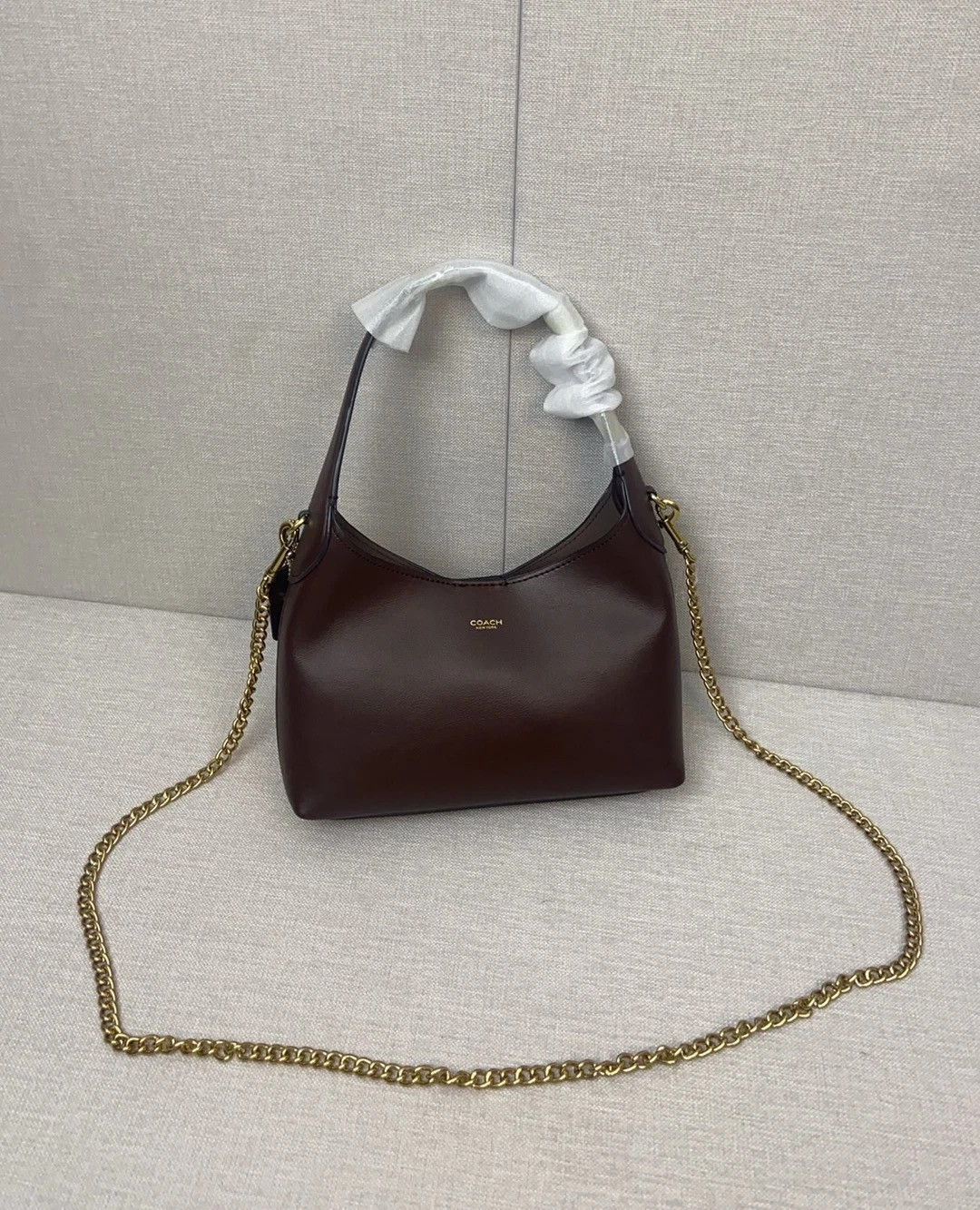 COACH CW614 Brooklyn Shoulder Bag 23 Brass/Maple Natural Grain Leather Outlet