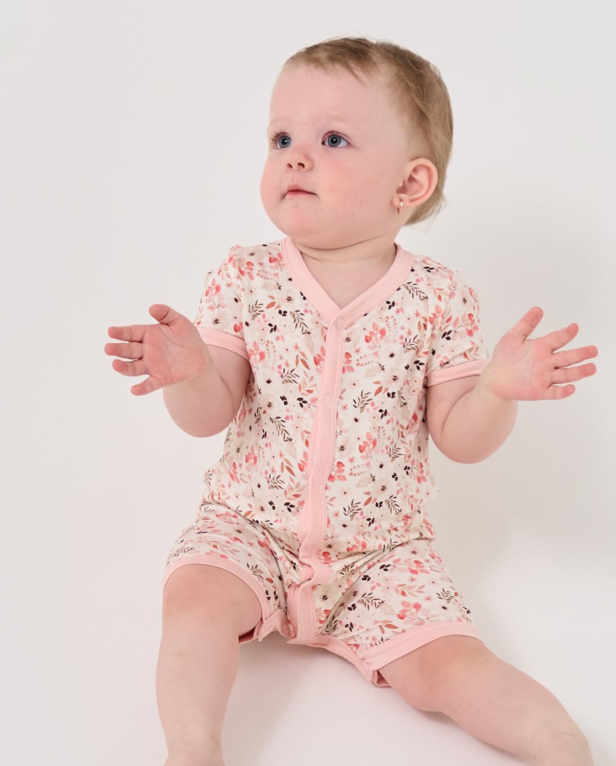 Baby Summer Romper 95% Viscose Made from Bamboo, 5% Spandex Buttery Soft Snap…
