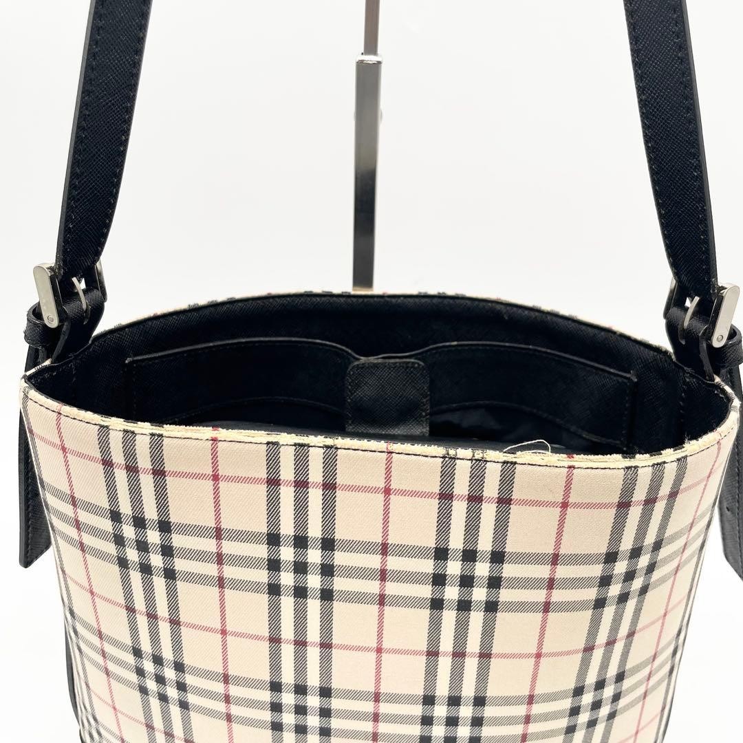 Burberry Nova Check Leather Tote Bag, 8.7×10.6×4.7in, Used