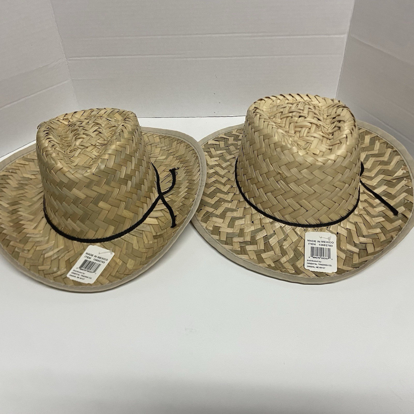 (2) Straw Hat Made In Mexico Outdoor Beach Party Wide Brim Safari Garden Rancher