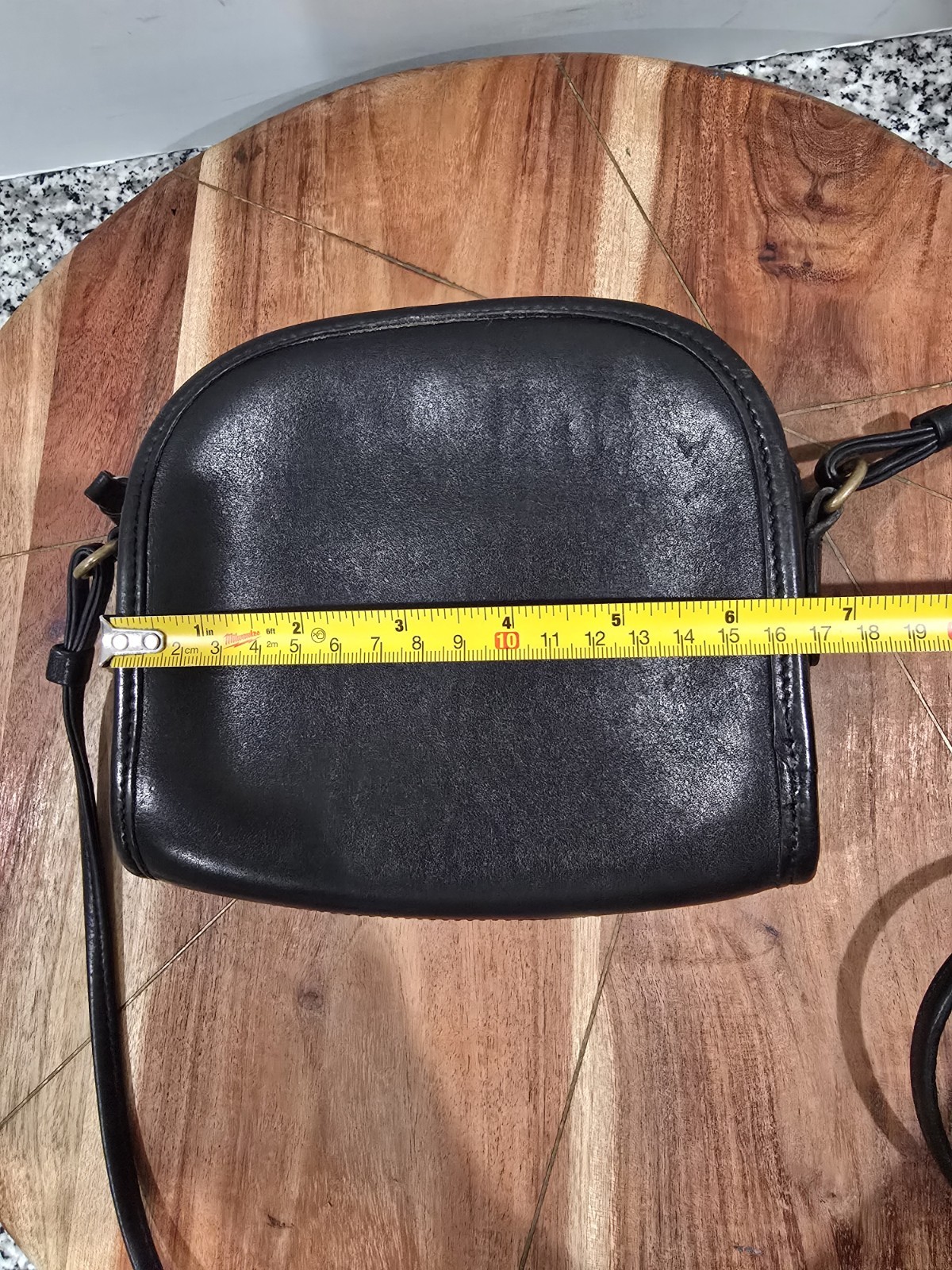 Vintage Coach Abbie Crossbody Bag 9017 Black Leather Zip Top Mini Purse
