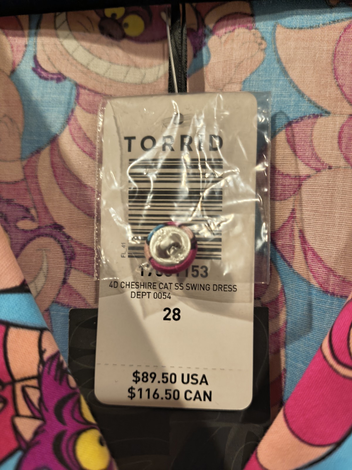 Torrid Disney Cheshire Cat Rockabilly Swing Dress Size 28/5XL