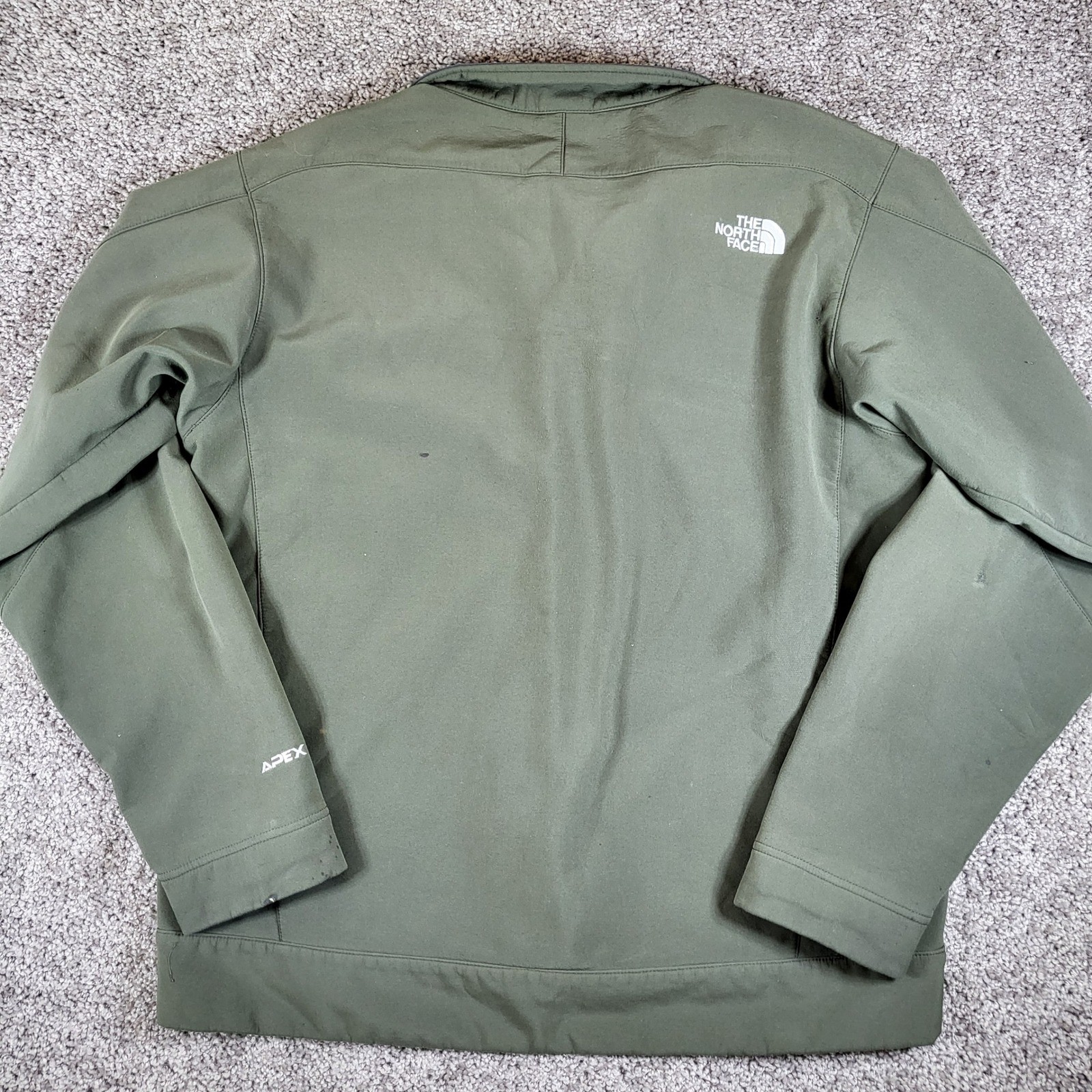 The North Face Mens Large Apex Softshell Jacket Full Zip Green Outdoor Coat