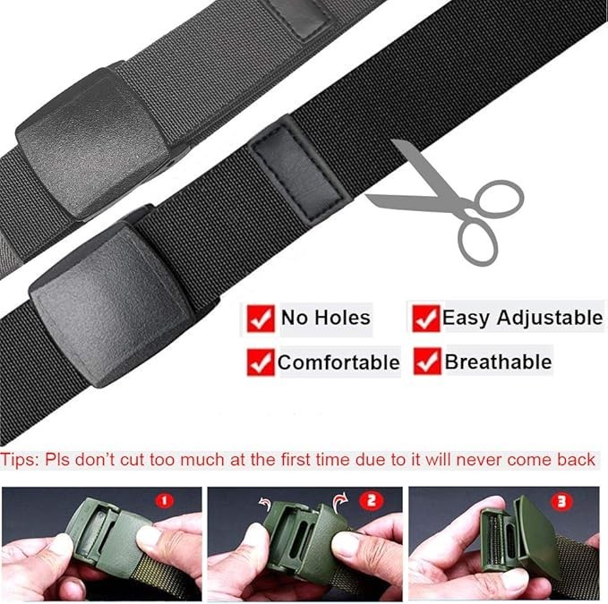 2-Pack Elastic Stretch Belt, Men s Nylon Tactical Hiking Belt, Fits Up to 42
