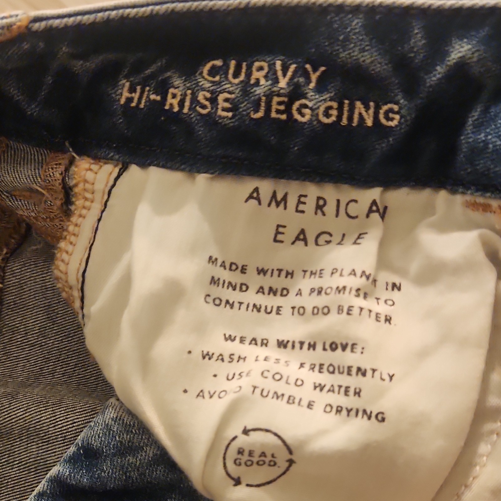 American Eagle Next Level Stretch High-Rise Jegging Distressed Blue Jeans 6
