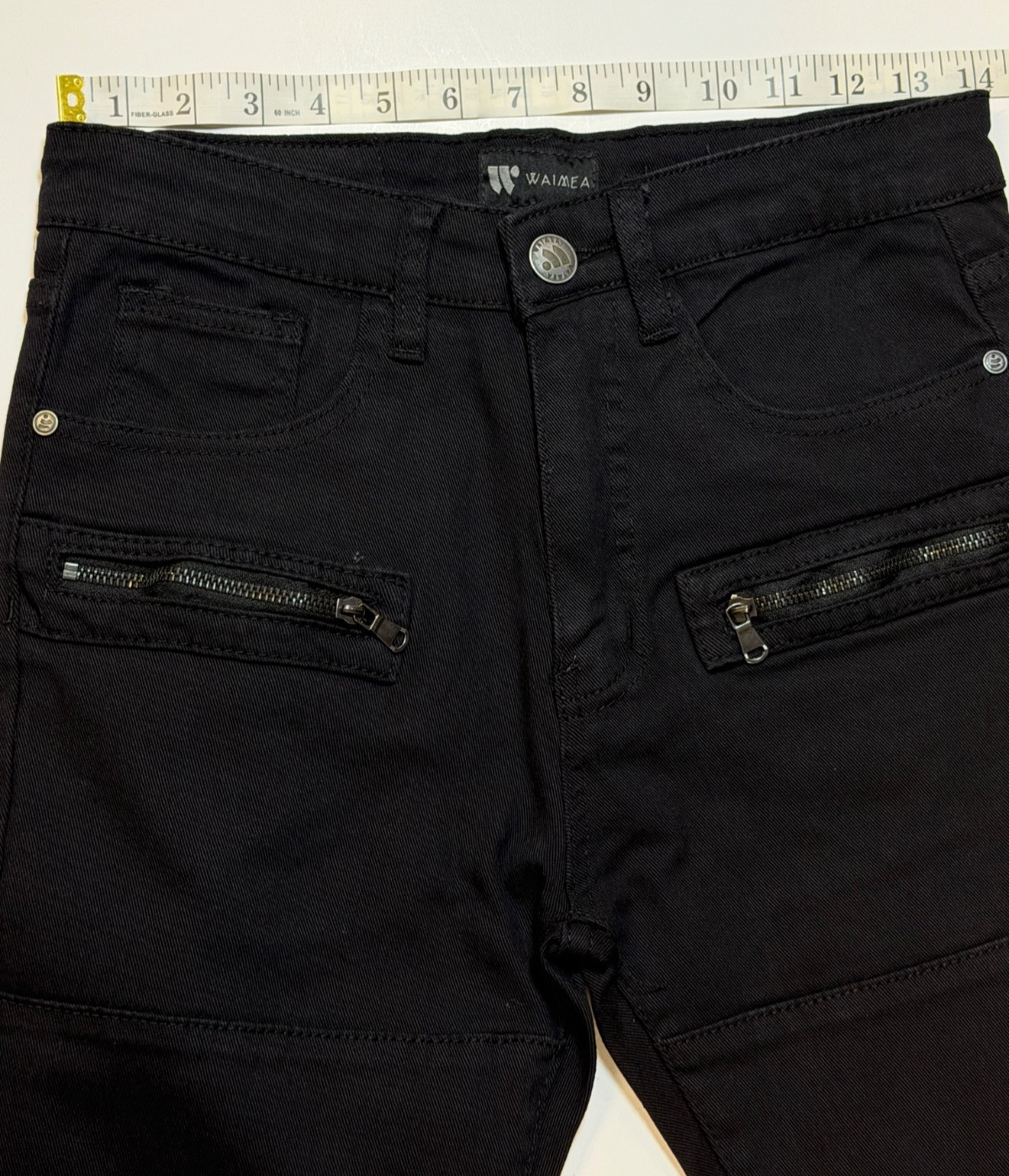 WAIMEA BLACK MOTO SKINNY JEANS MEN’S 29X32 ZIPPER DISTRESSED