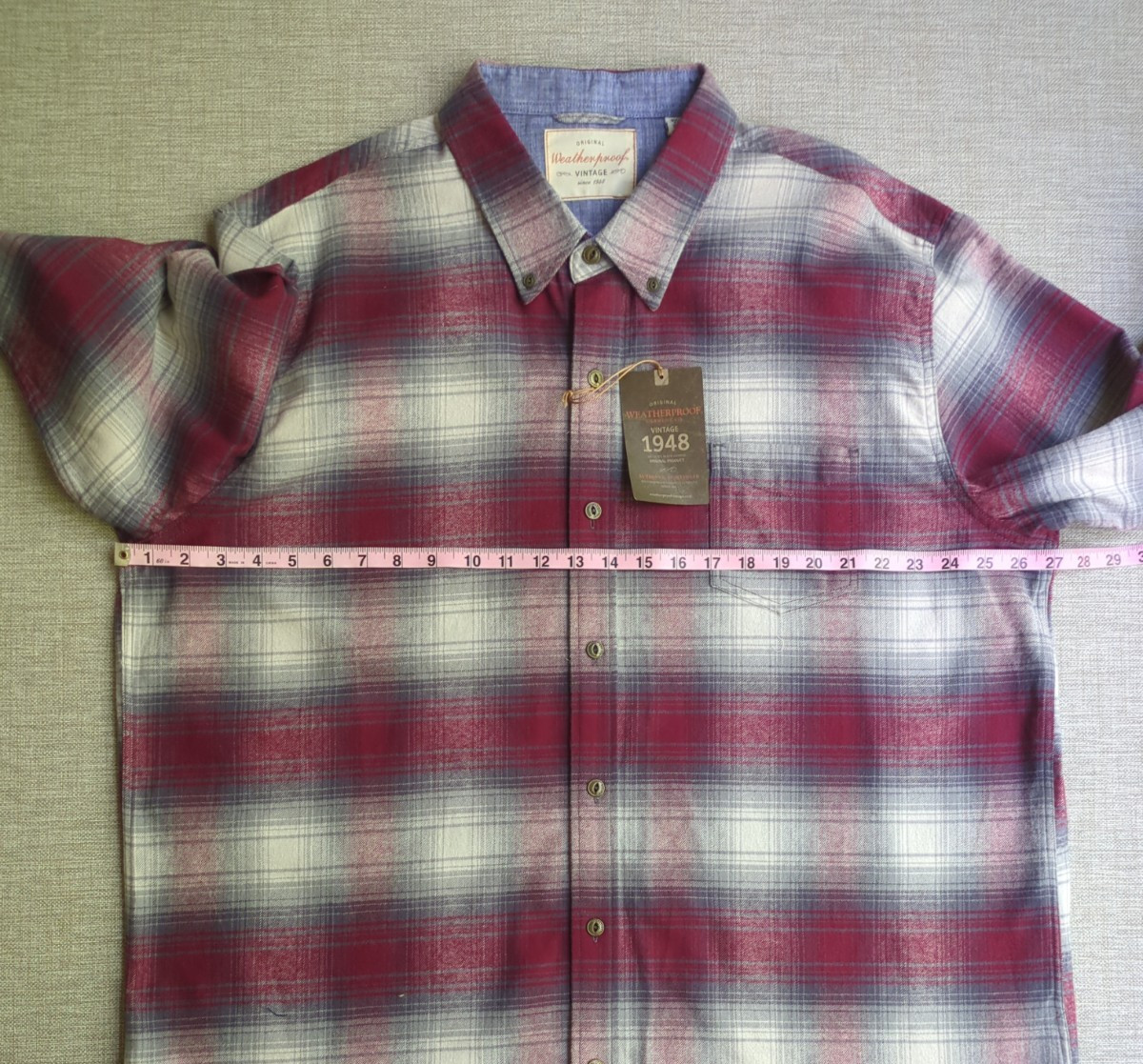 NWT Weatherproof Vintage Long Sleeve Men’s Button-up Flannel Shirt 3XL Red White