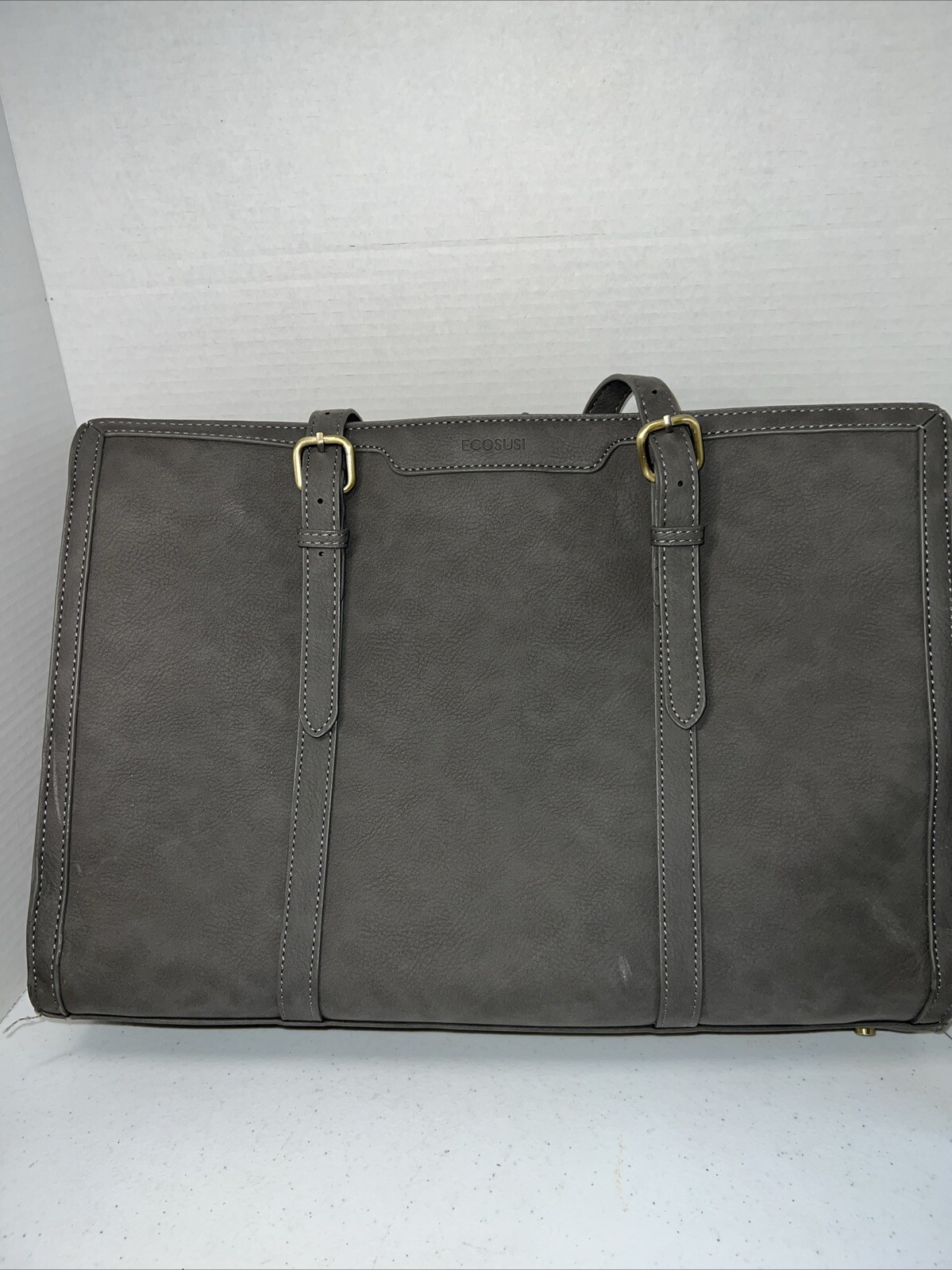 Ecosusi Slate Gray Laptop Messenger Business Work Bag Faux Leather