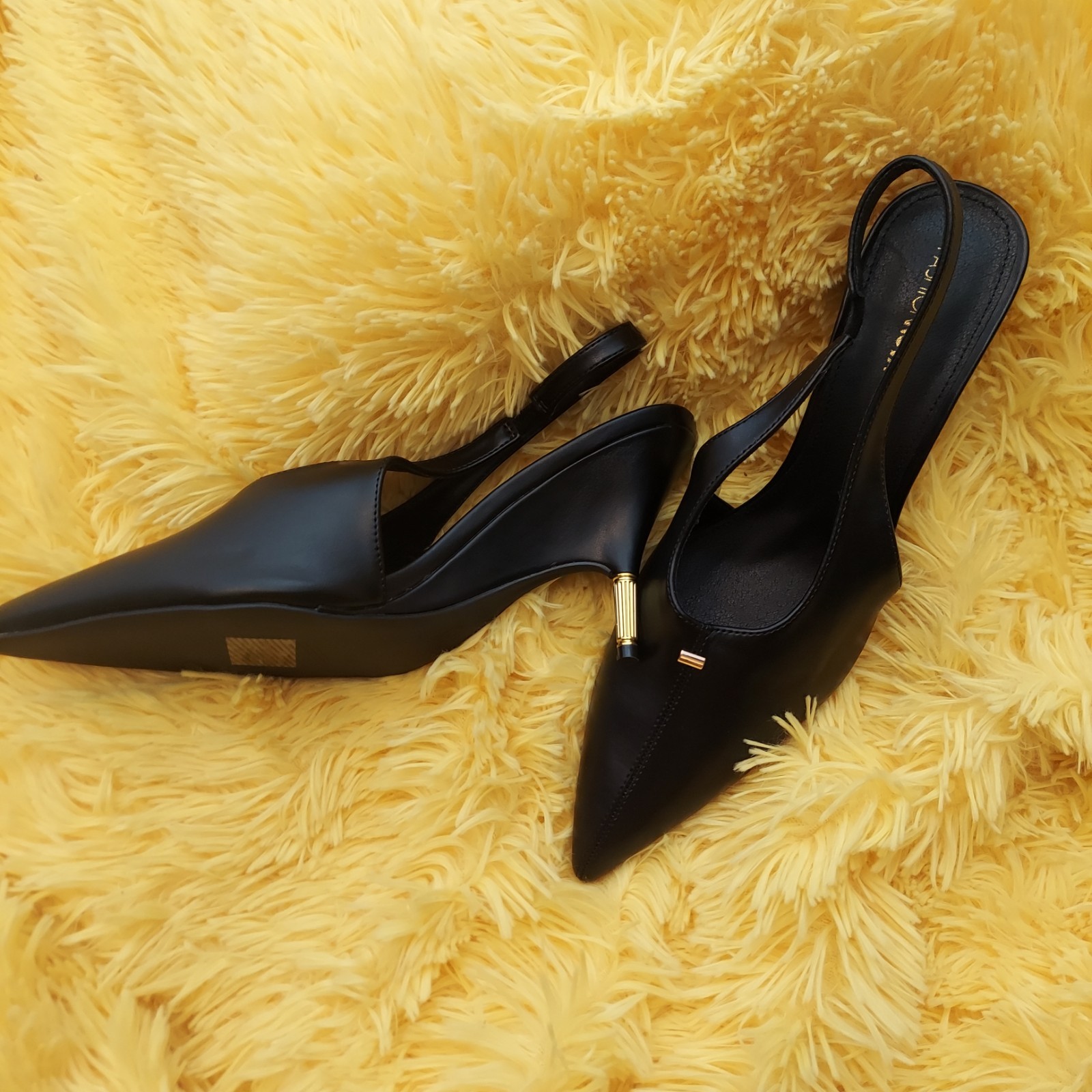 Fashion Nova Black Pointed Toe Slingback 3.5 inches