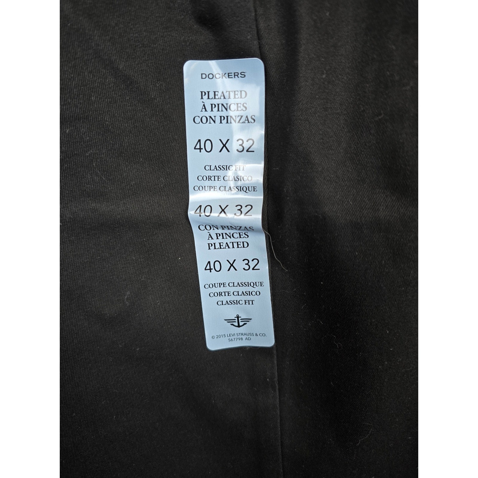 Dockers Signature Khaki Pants Mens 40×32 Black Pleated Classic Fit – New
