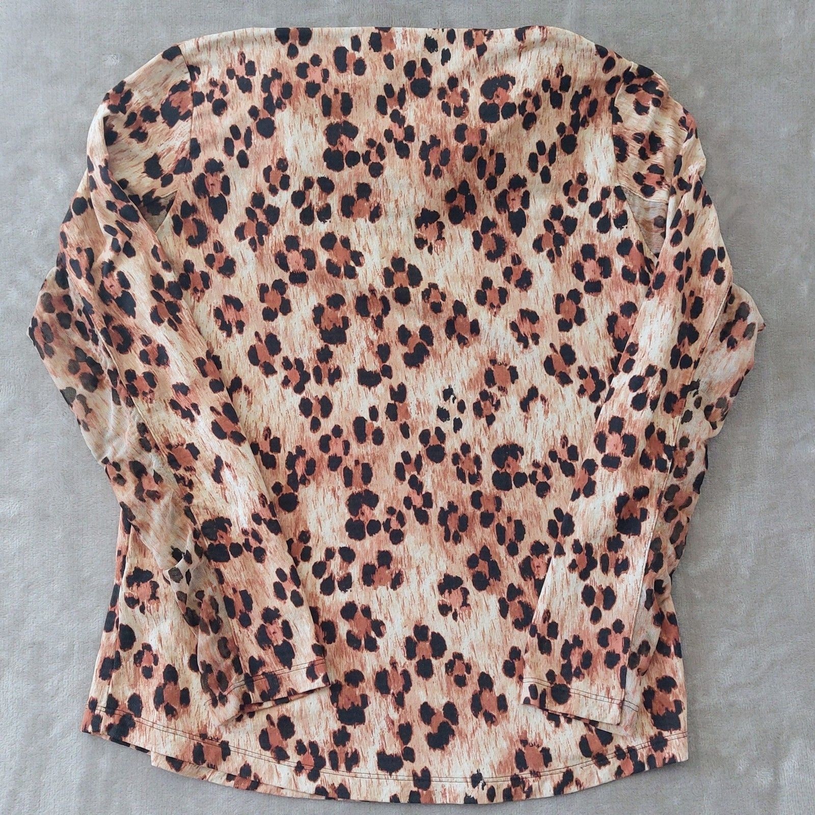 IBKUL Leopard Print 1/4 Zip Polo Pullover Women’s Small Mesh Long Sleeves Golf