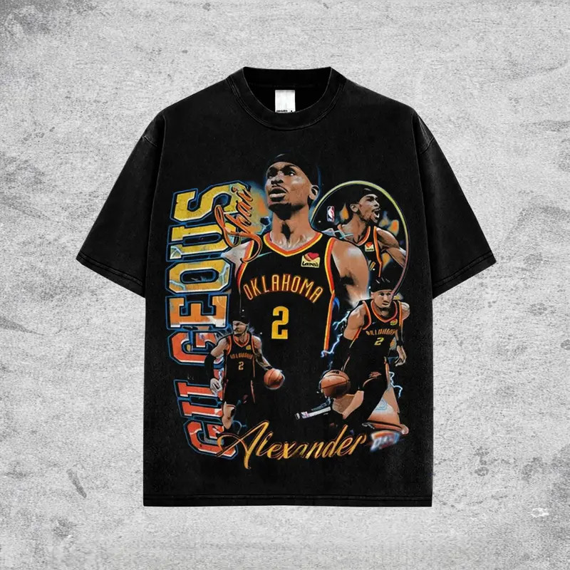 SGA Inspired Vintage Basketball Graphic Tee OKC Thunder Streetwear