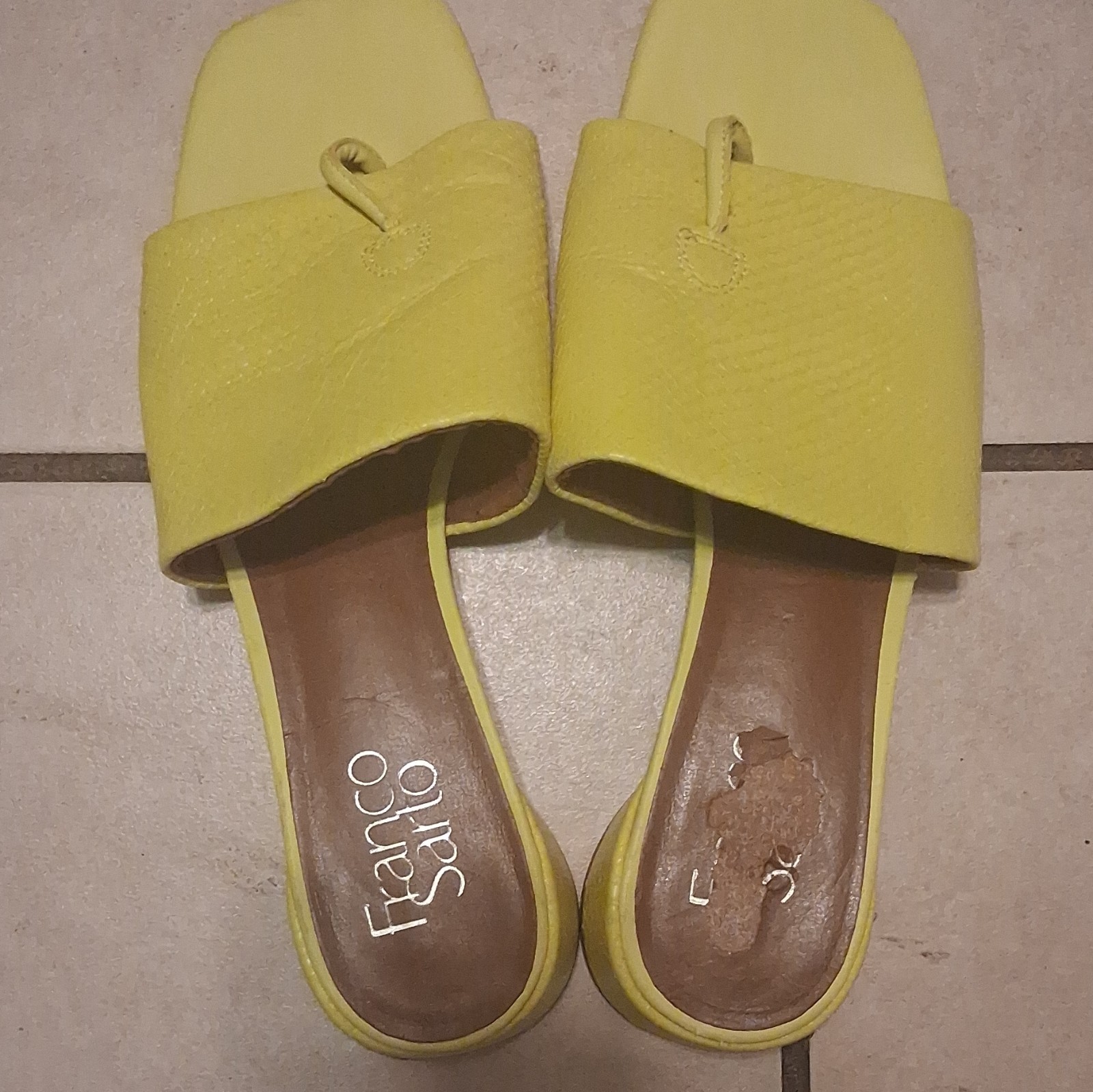 Franco Sarto Women’s Yellow Slip-On Block Heel Solid Slide Sandal
