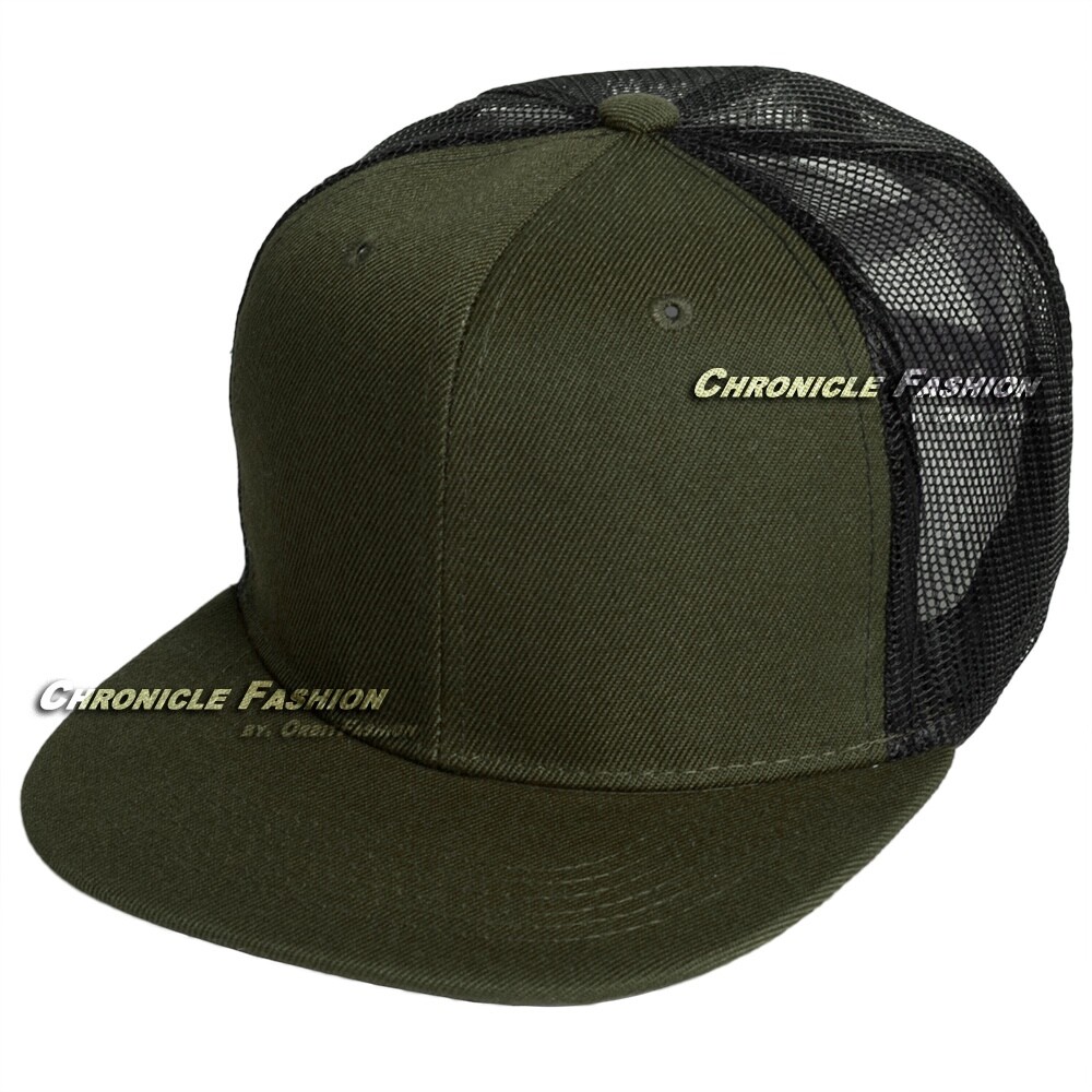 Trucker Hat Mesh Baseball Cap Snapback Adjustable Plain Solid Hip Hop Flat Men