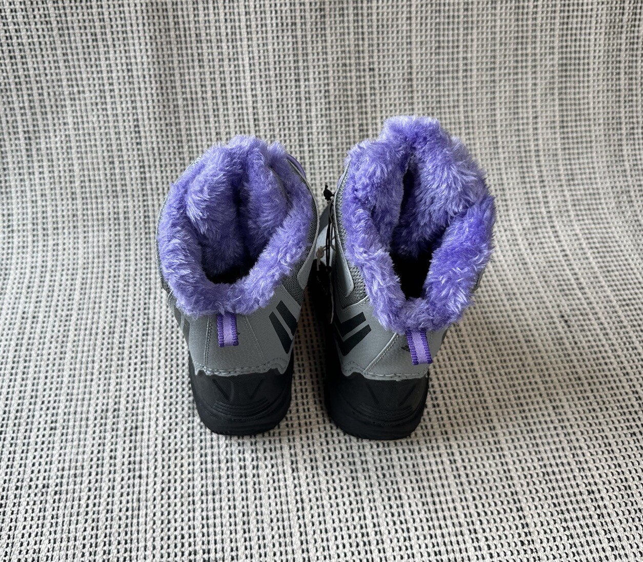 Columbia Bugaboot Girls 2 Gray Purple Snow Boots Faux Fur Waterproof Omni-Heat