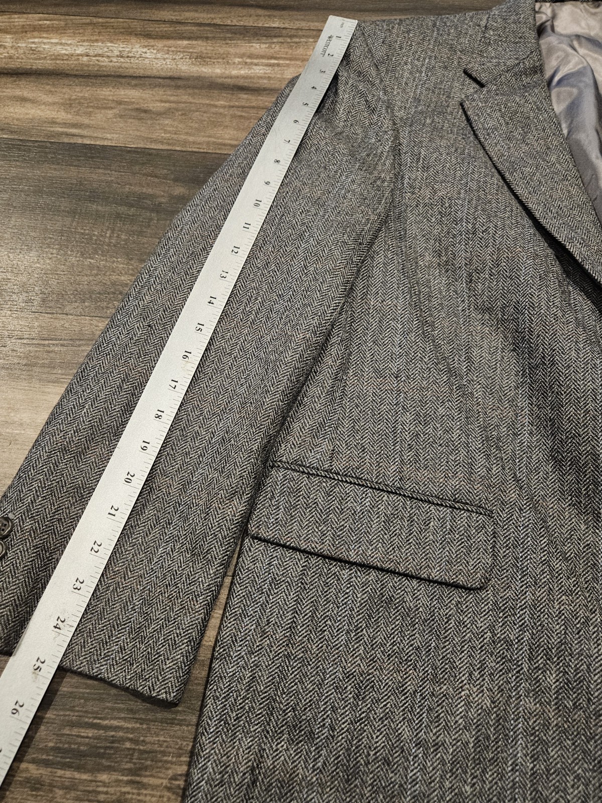 Brooks Brothers 346 Sport Coat Mens 46R Gray Wool Jacket Herringbone