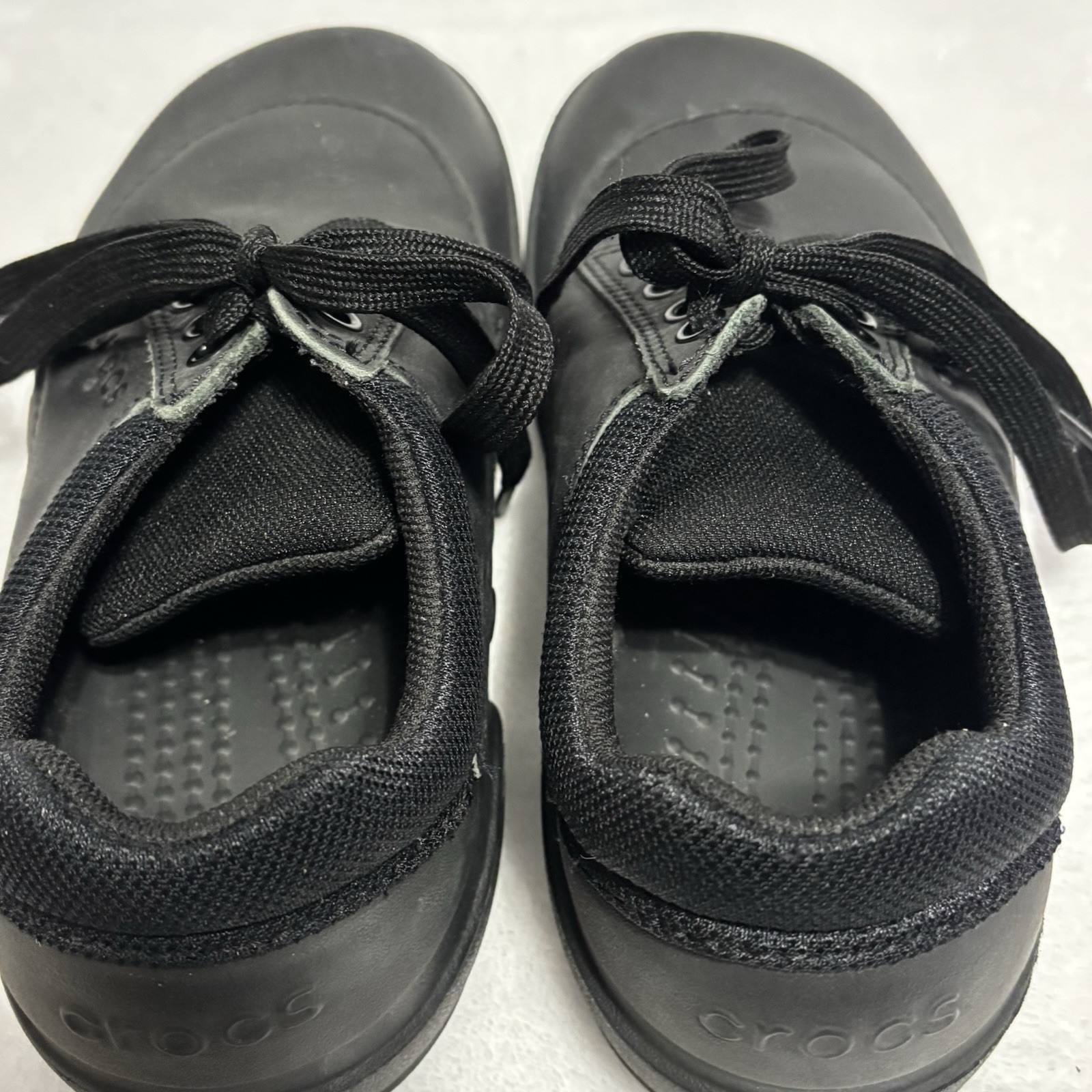 Crocs Velocity Lace Up Work Shoes Black Slip Resistant M7 W9