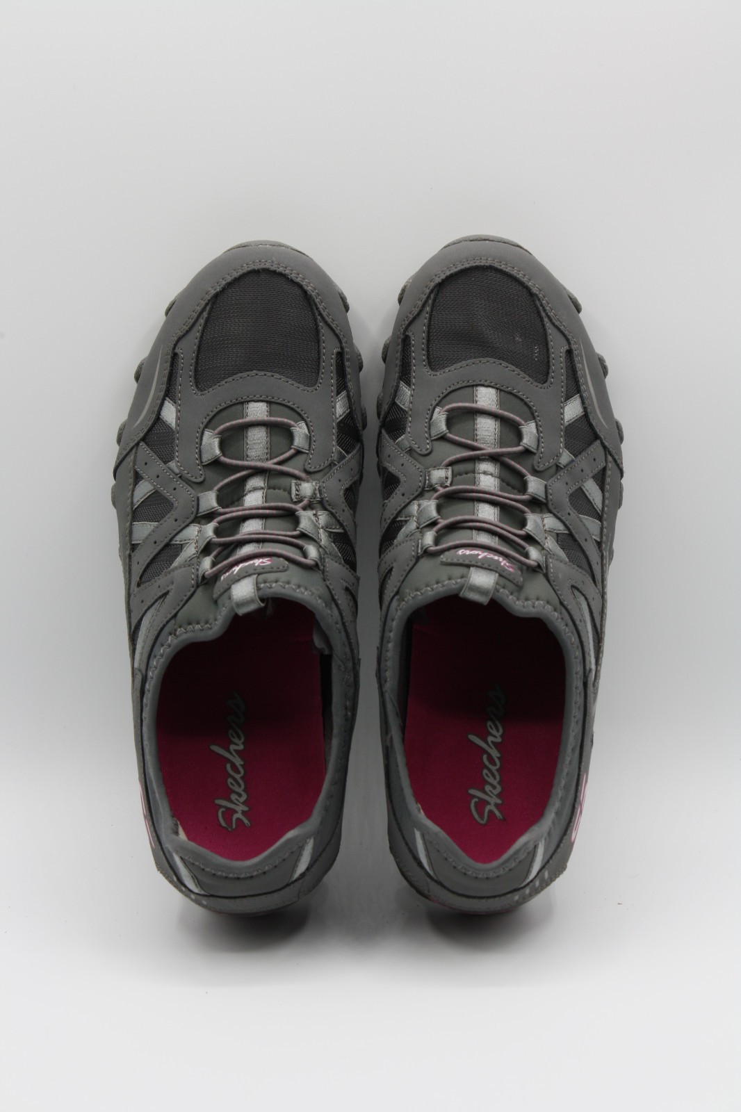 SKECHERS Biker Style Womens Slip On Shoes. Sz 8.5 EW Gray / Pink SN22406EWR
