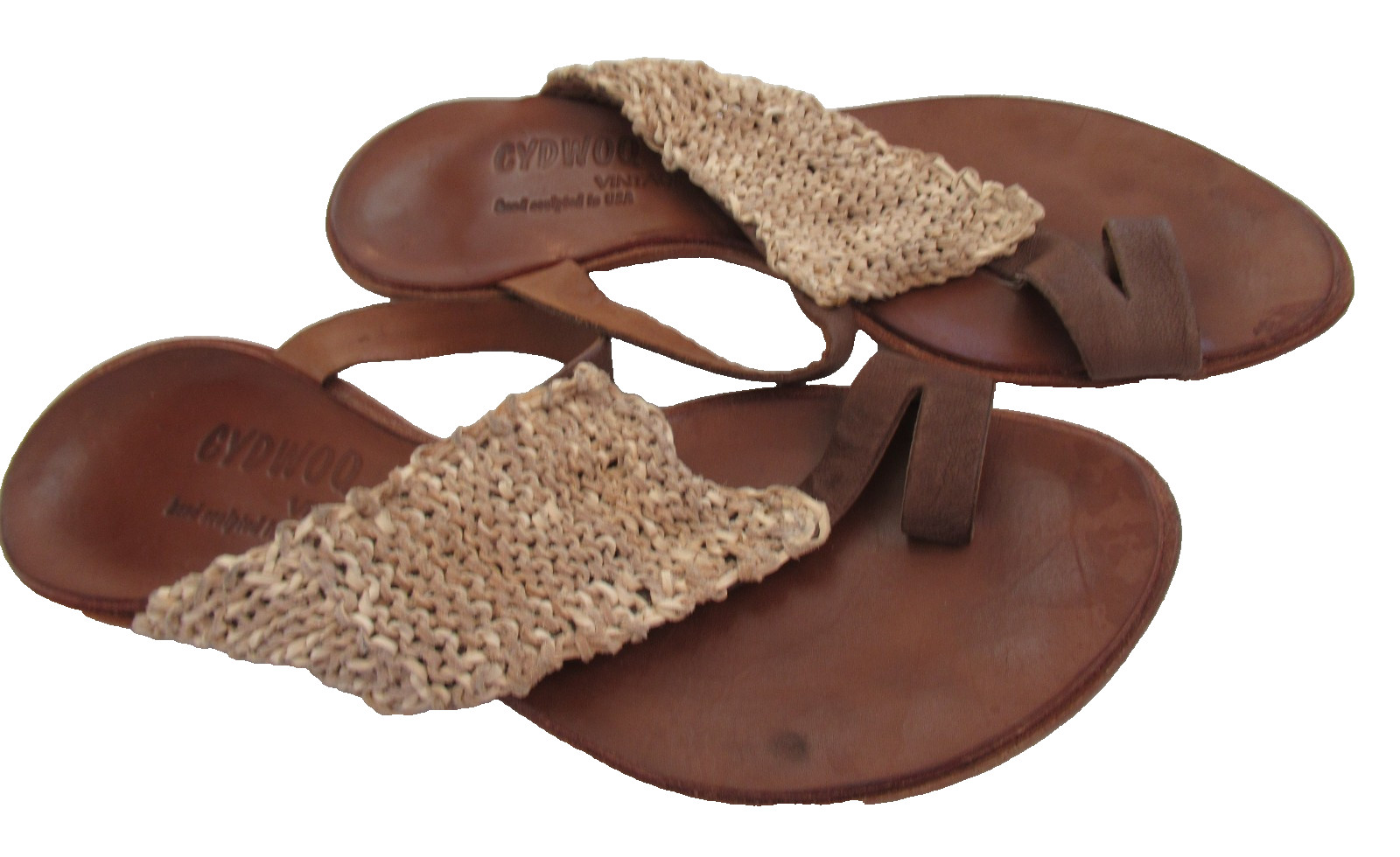 $241 Retail: Handmade CYDWOQ Women’s Leather & Linen Sandals, Size 37 1/2