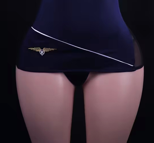 Asian 1-Size (USA XS-M) Deep Blue Air Stewardess Lingerie Bodycon w Thong. Nice!
