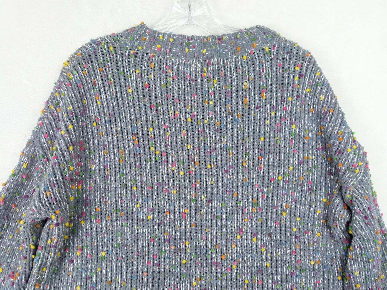 Seven7 Women Small Gray Confetti Chunky Knit Polyester Blend Pullover Sweater