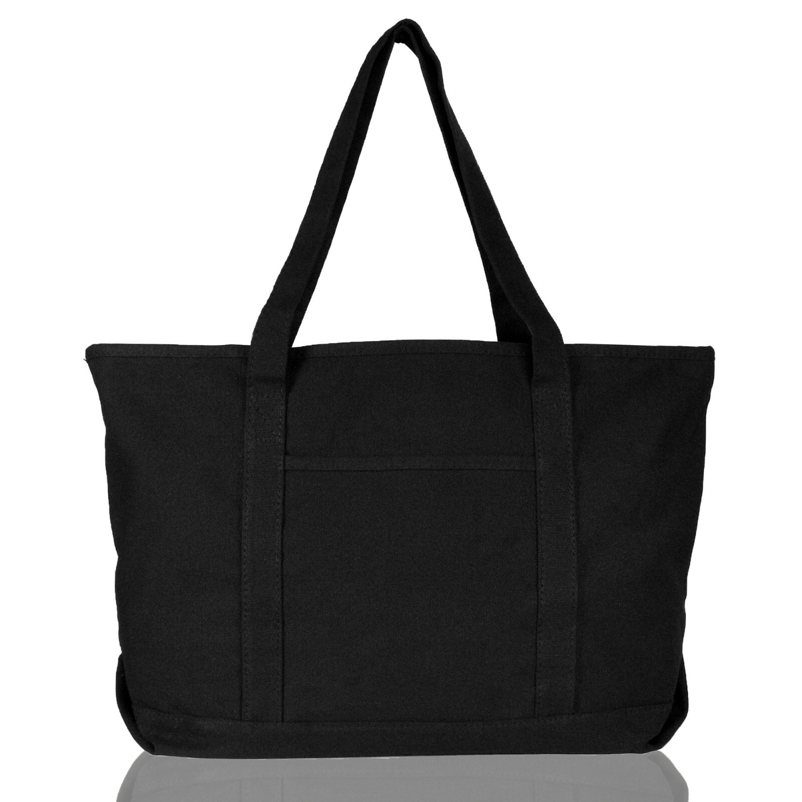 DALIX Womens 23″ Deluxe 24 oz. Cotton Canvas Tote Bag Zippered in Black