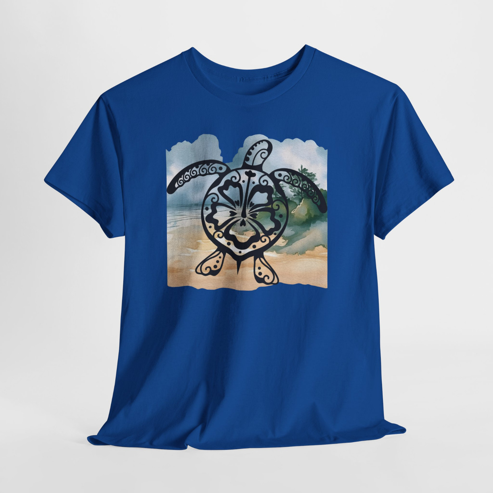 Sea Turtle Blue Beach Ocean Sand Graphic T Shirt Tee Top S-XL, Plus 2X 3X 4X 5X