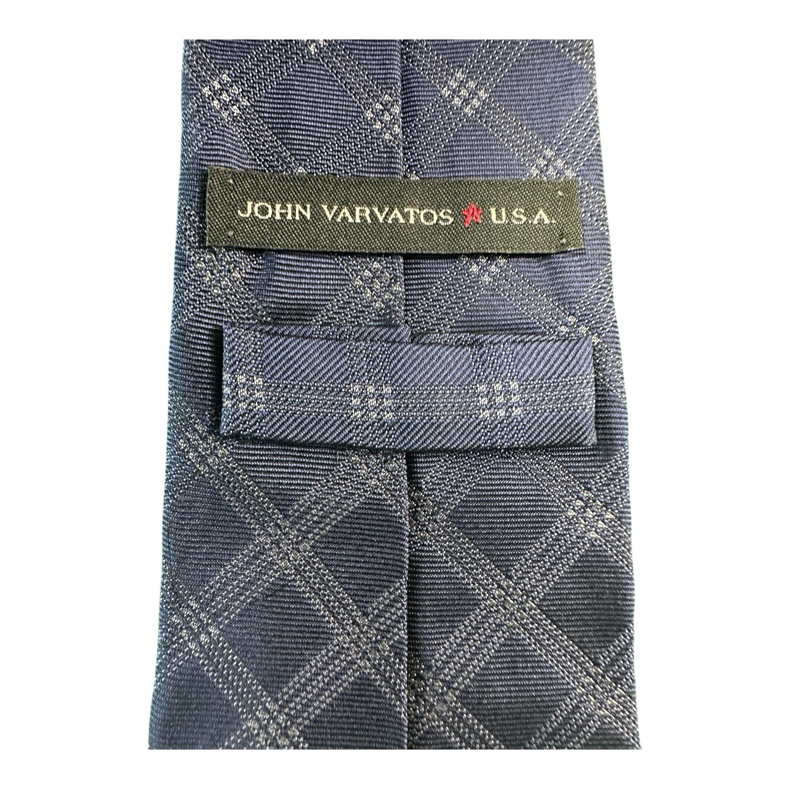 John Varvatos Blue Checked Pure Silk Men’s Tie 3.25 Inch