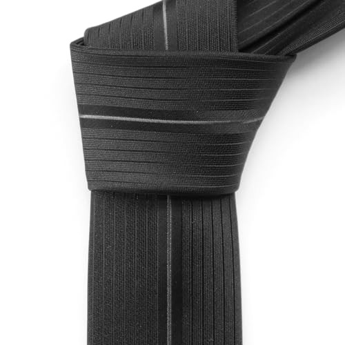 2.17” Slim Ties for Men 5.5CM Skinny Fancy Designer Necktie Black Many Line