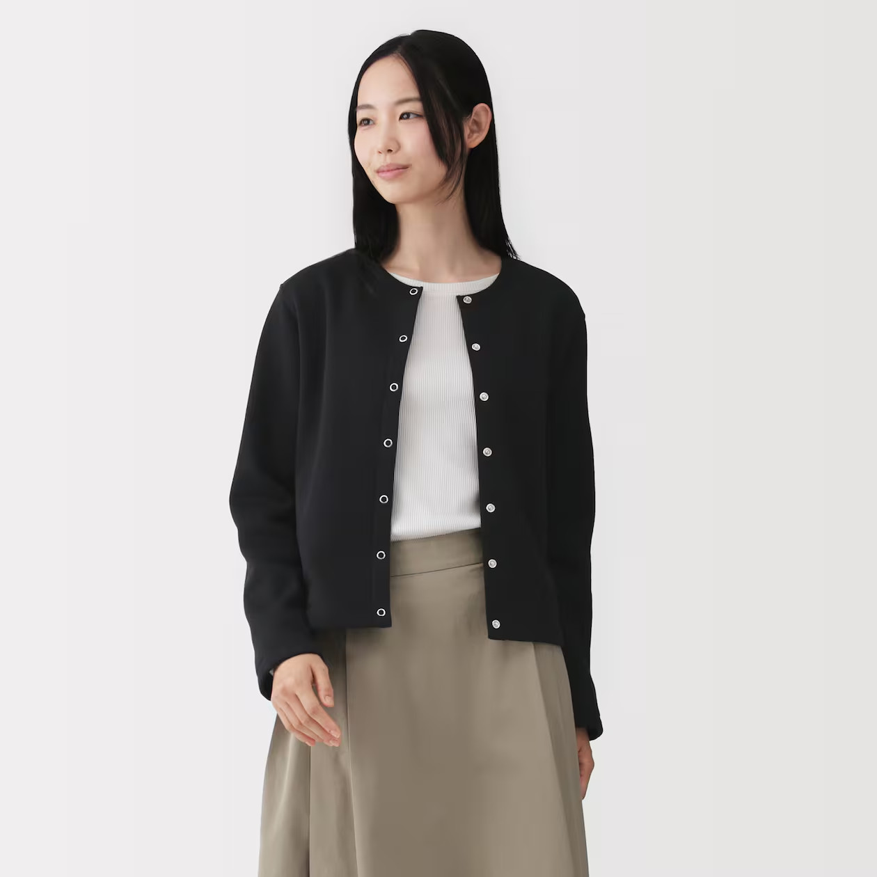 MUJI Womens Sweatshirt Cardigan Black 2026 FedEx