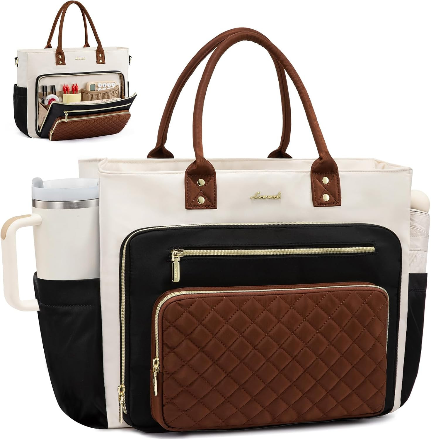 Teacher Tote Bag for Women Work, Laptop Bag with Large Cup Holder, Nurse Bags Pr