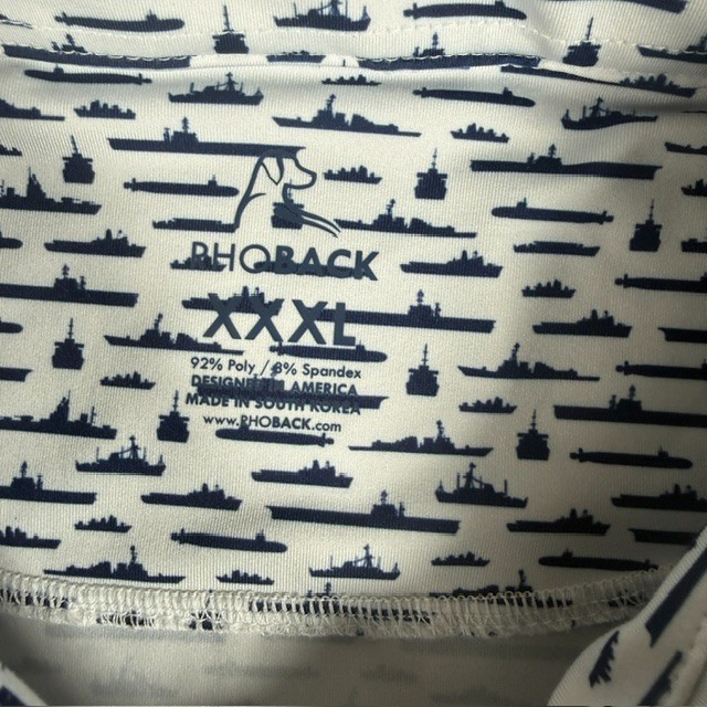 RHOBACK Polo Shirt Men’s XXXL Limited July 4th Edition Battleships and US Flag