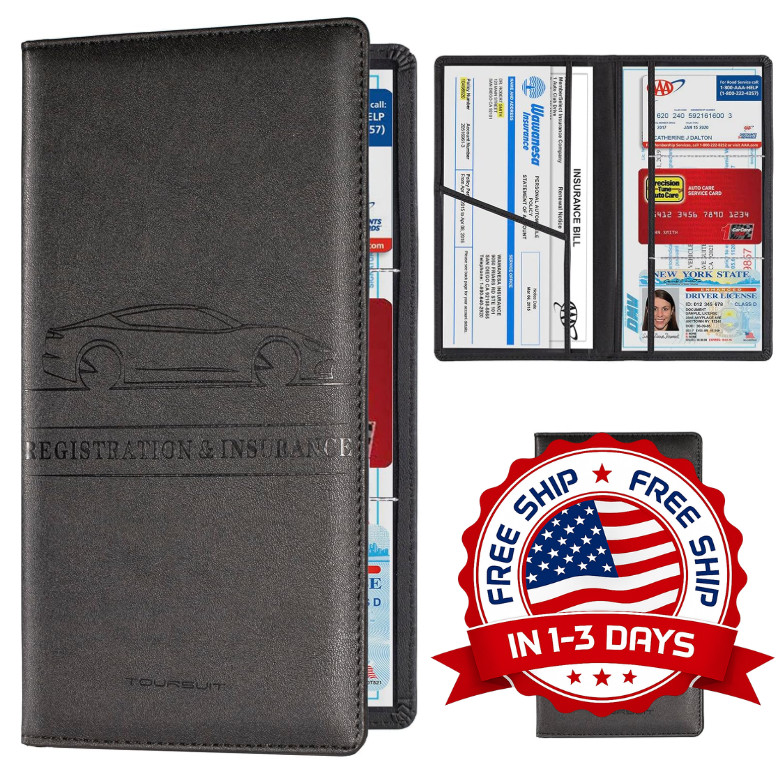 Car Registration and Insurance Card Holder, Vehicle License Document Glove Box C