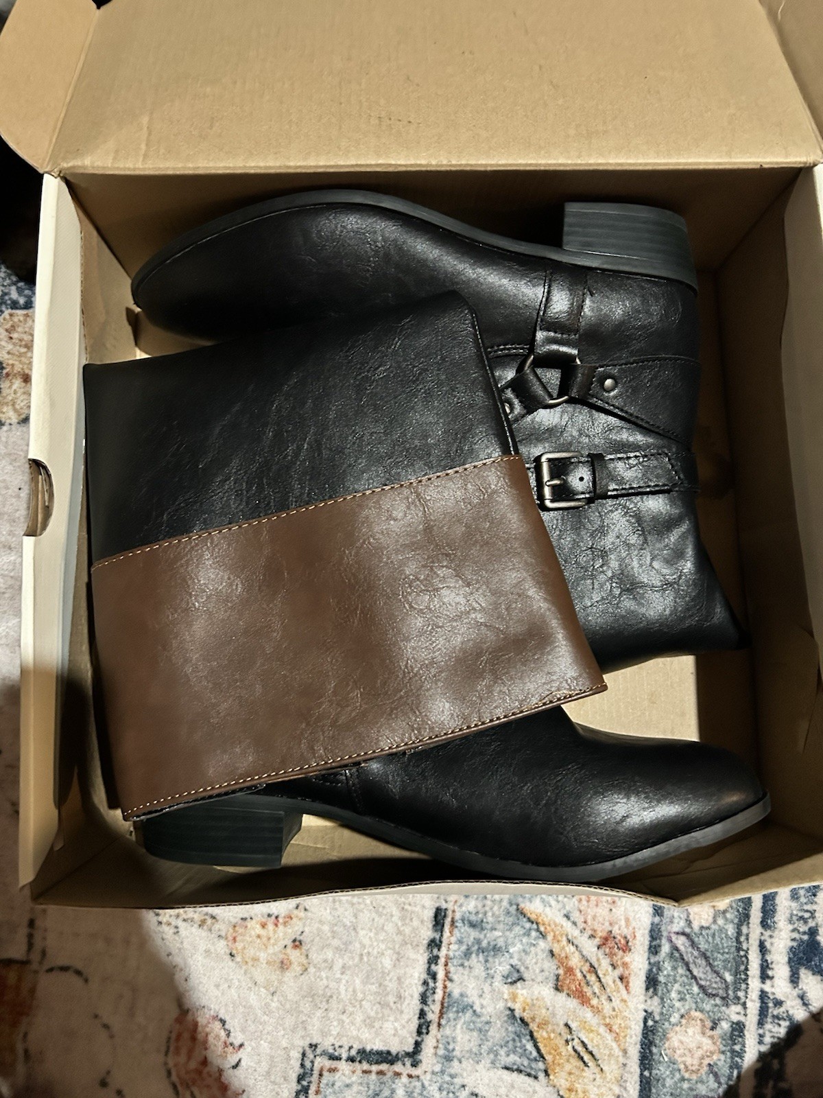 A.N.A Torrance Knee High Riding Boots Black/Brown 8.5