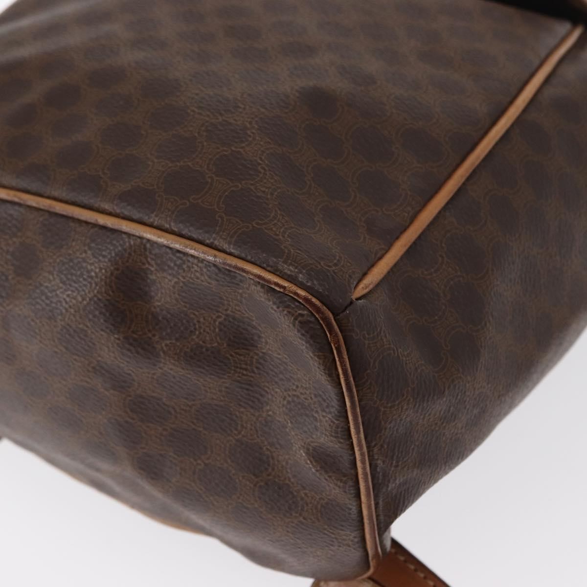 CELINE Macadam Canvas Backpack PVC Leather Brown Gold Auth 164150