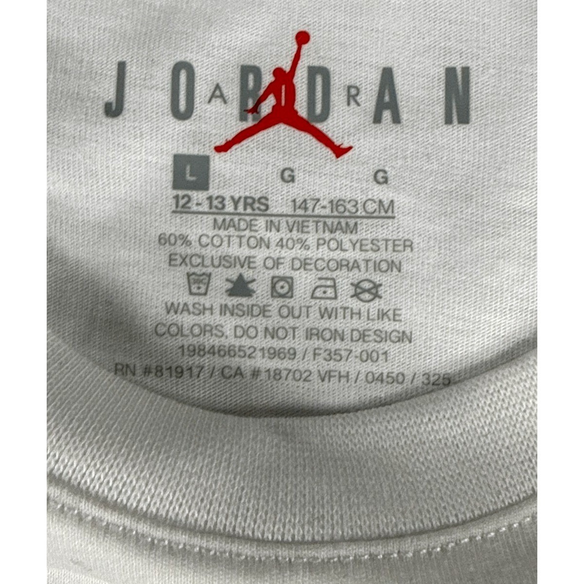 Jordan Flight 23 Jumpman Boys Large 12/13 Years White Graphic T Shirt NWT