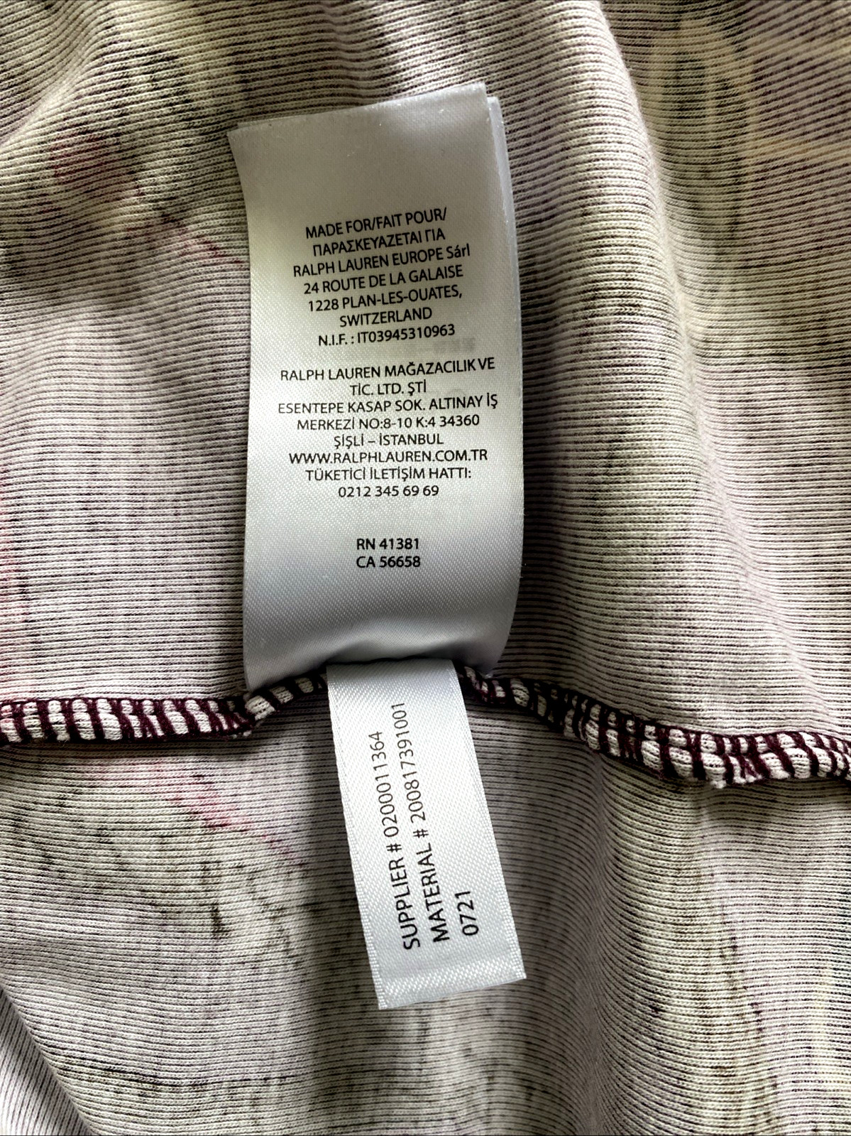 LAUREN RALPH LAUREN Equestrian Bridles Top Burgundy Cotton Stretch Knit Sz S