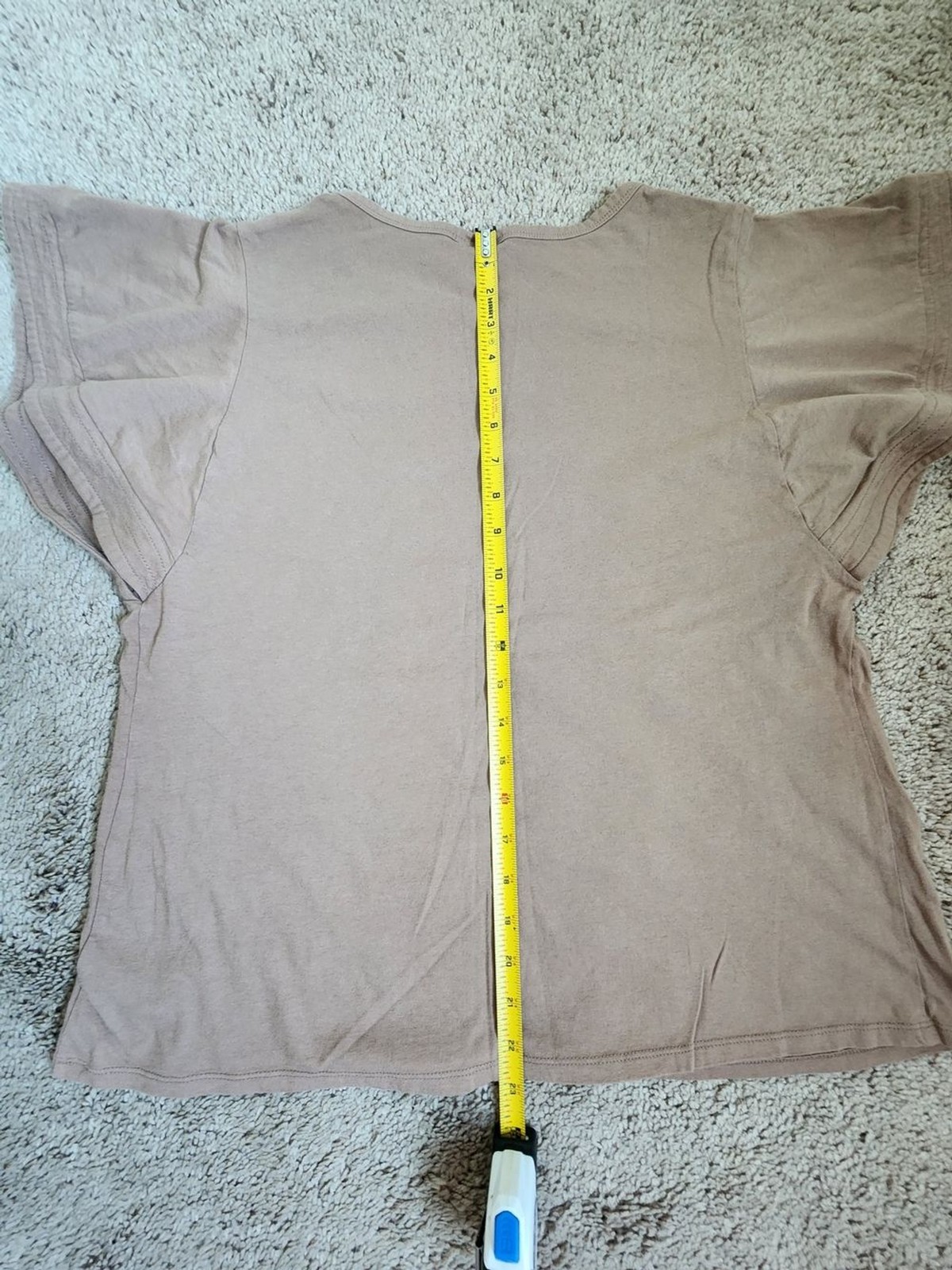 Womens Taupe Flutter Sleeve Top
