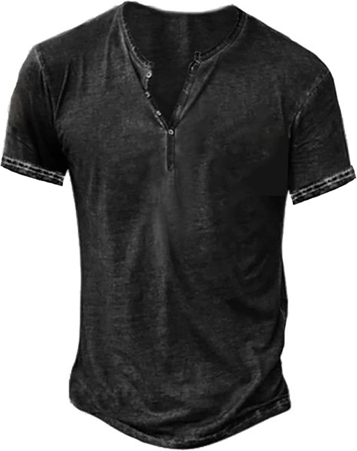 Mens Summer Henley Casual Tee Tops Short Sleeve V Neck Holiday Pullover T Shirt