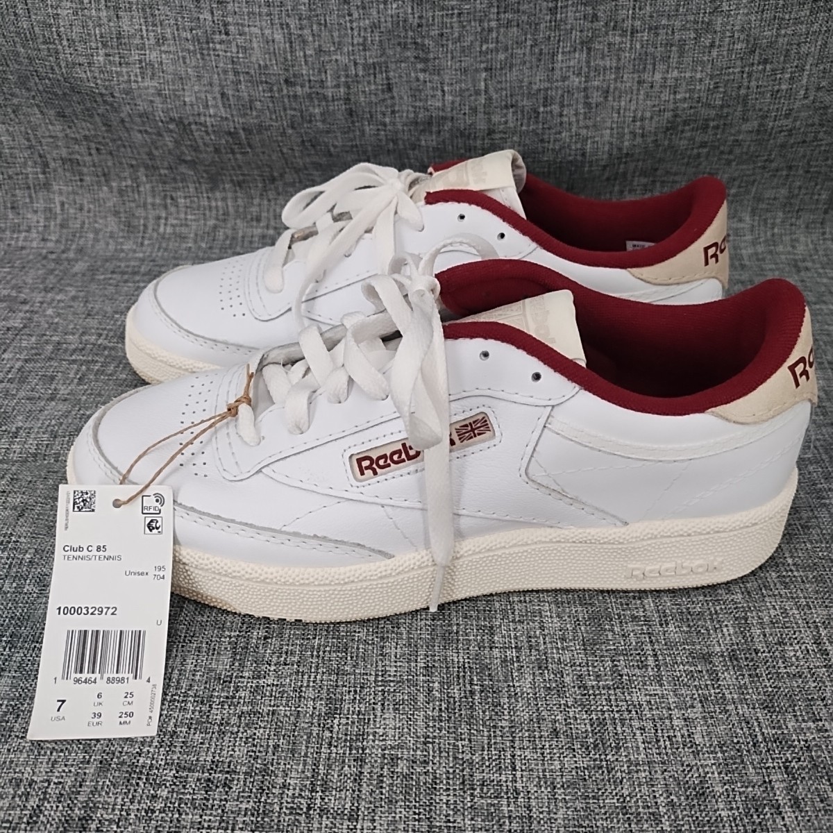 Reebok Club C 85 Men’s Size 7 White Classic Maroon Leather Sneakers