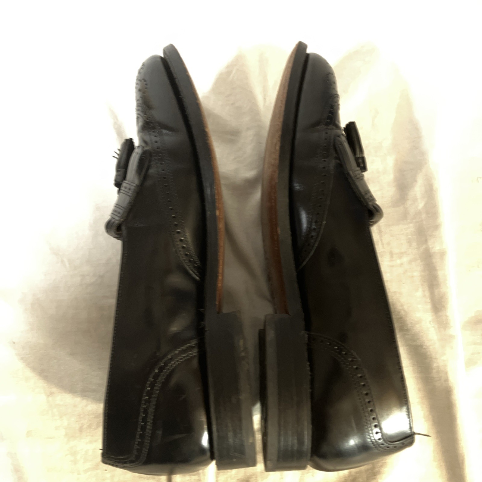 Bostonian Classics Mens Black Leather Wingtip Tassel Kitte Loafers 8 D/M USA FS