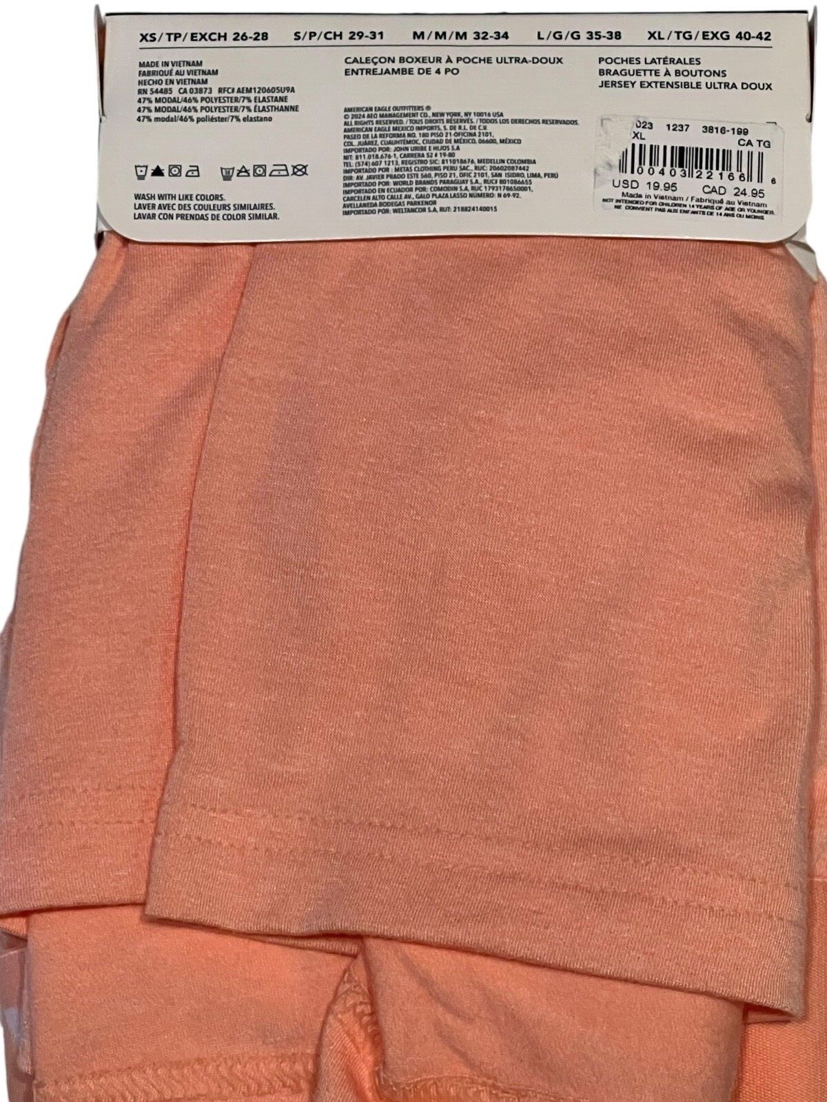 NWT AMERICAN EAGLE 4″ Ultra Soft Pocket Boxer Sz XS-S-M-L-XL Orange #12