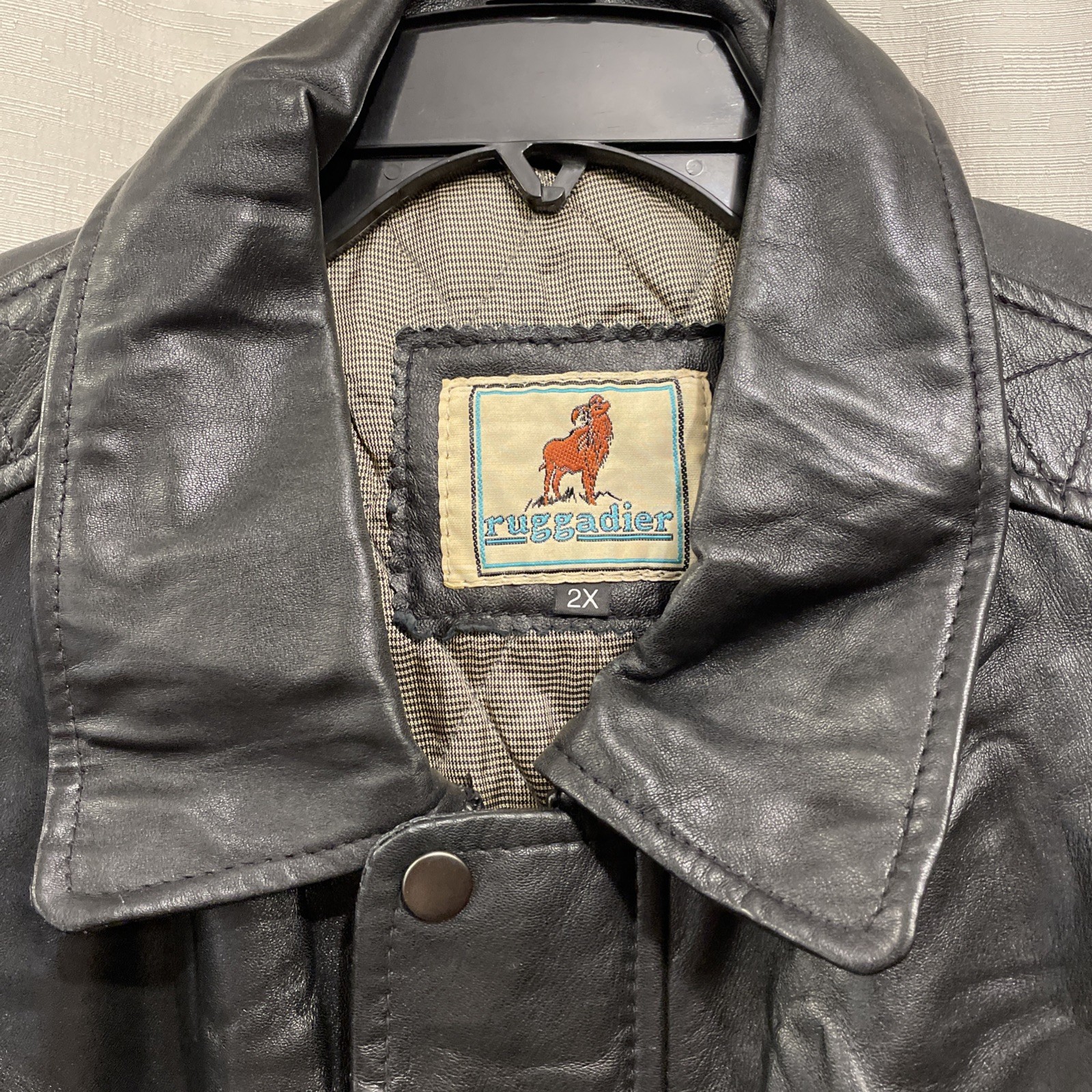 Ruggadier Black Lambskin Leather Bomber Jacket Men’s Size 2XL Vintage 90’s