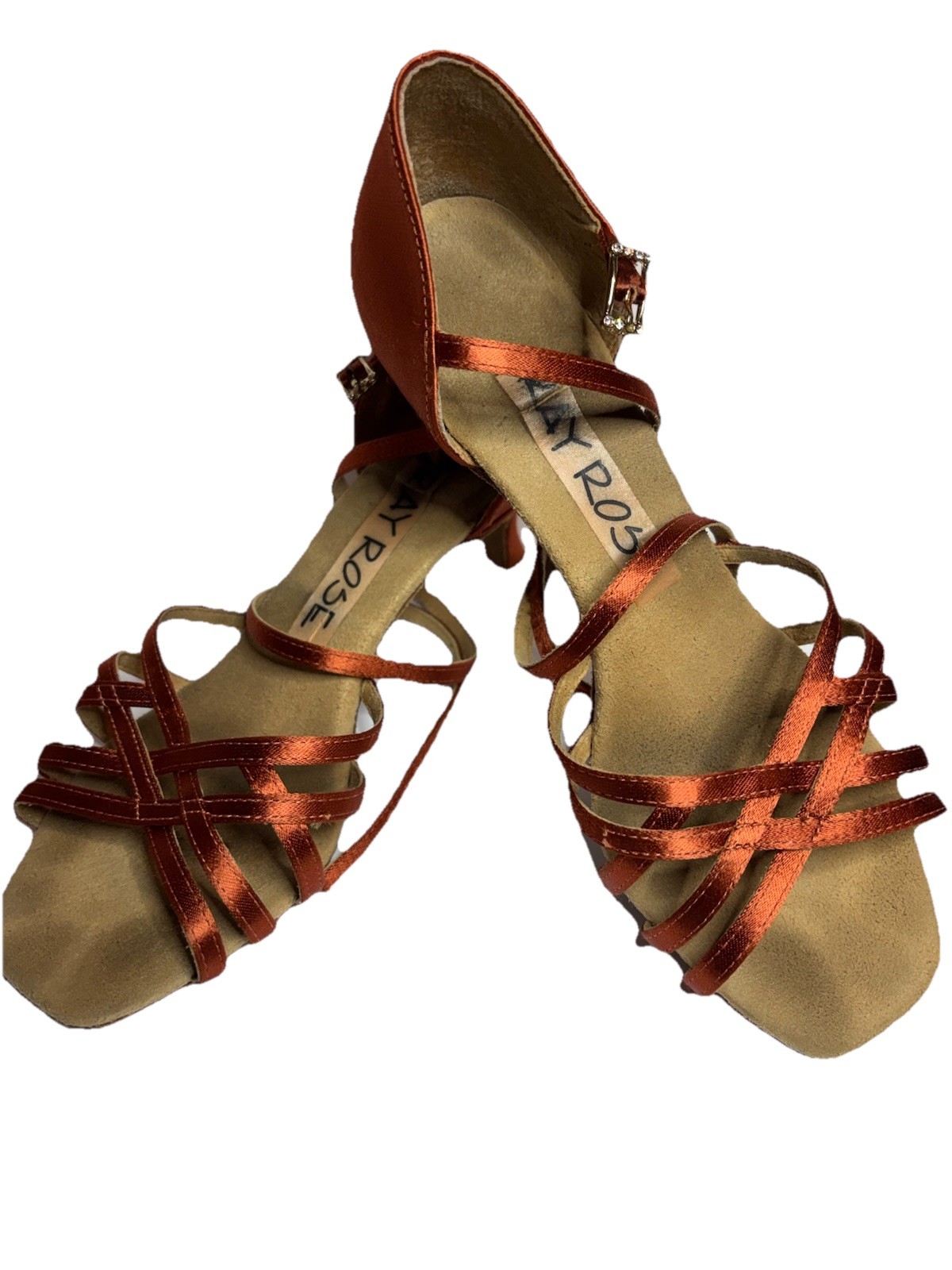 Ray Rose Kalahari Latin Dance Shoes UK 4.5 US 6.5 Dark Tan Satin 6cm Heel used