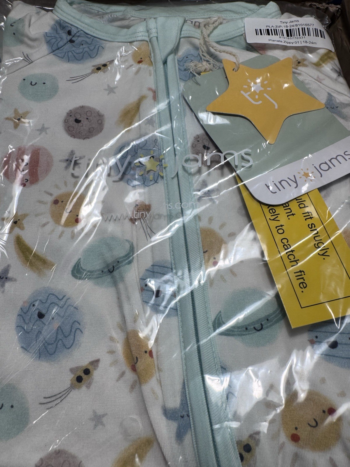 Tiny Jams Planets Zip Footless One-Piece Coverall Bamboo Viscose 18-24M
