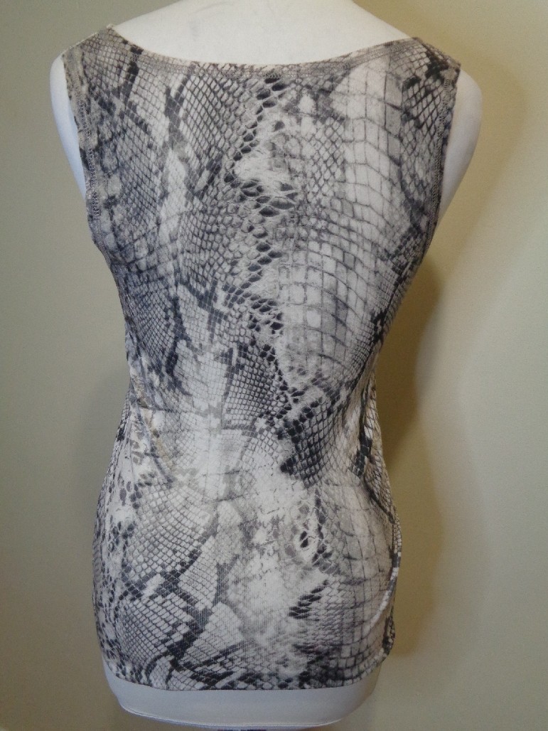 MARC CAIN BEIGE AND BROWN SNAKESKIN PRINT SCOOP NECK SLEEVELESS TOP – SIZE 10